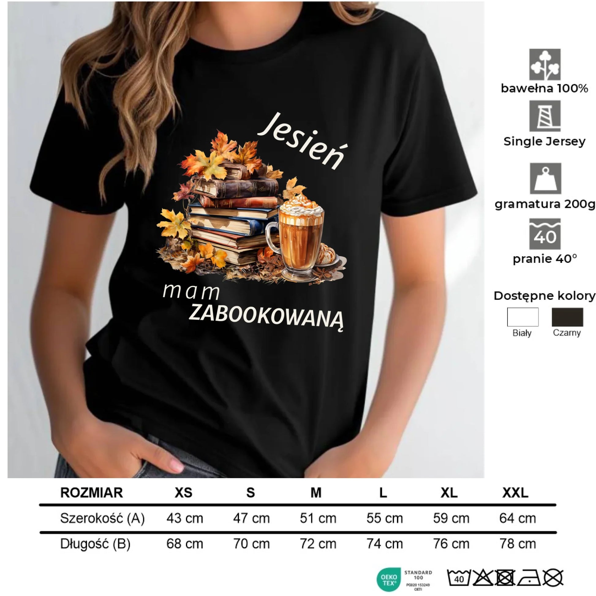 Koszulka damska jesienna - Jesień mam zabookowaną JS28 - StoryCups.pl