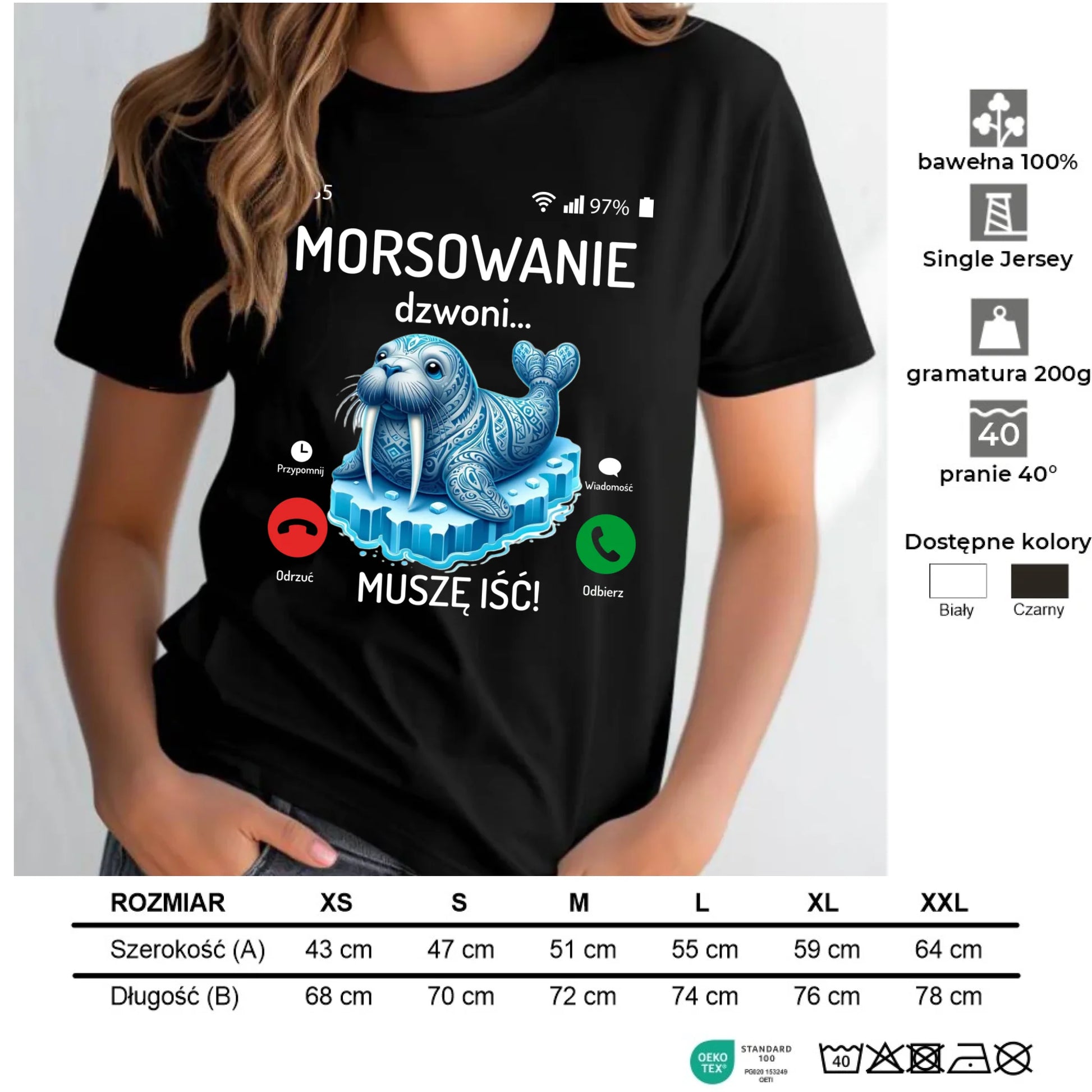 Koszulka damska - prezent dla morsa - Morsowanie dzwoni muszę iść - Mors HM04 - StoryCups.pl