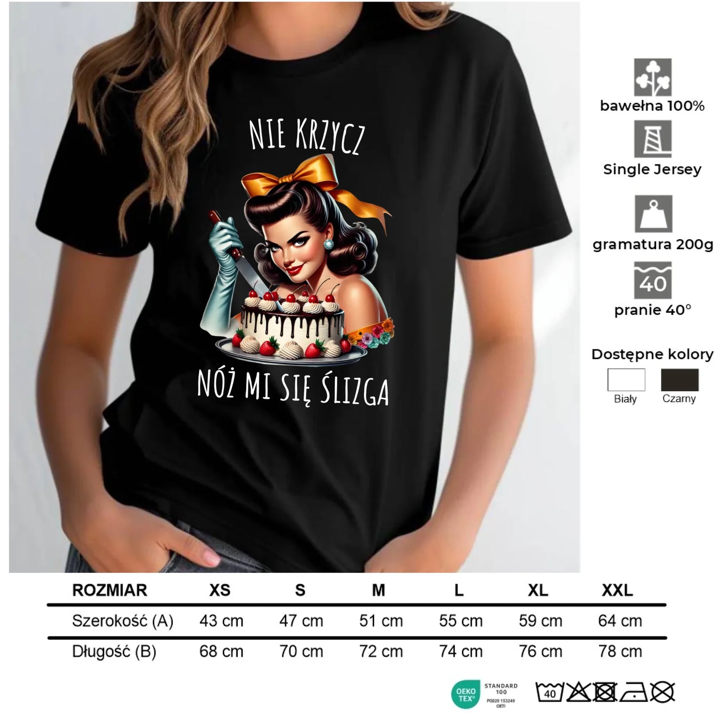 Koszulka damska - Nie krzycz, nóż mi się ślizga - Czarny humor DZ22 - StoryCups.pl