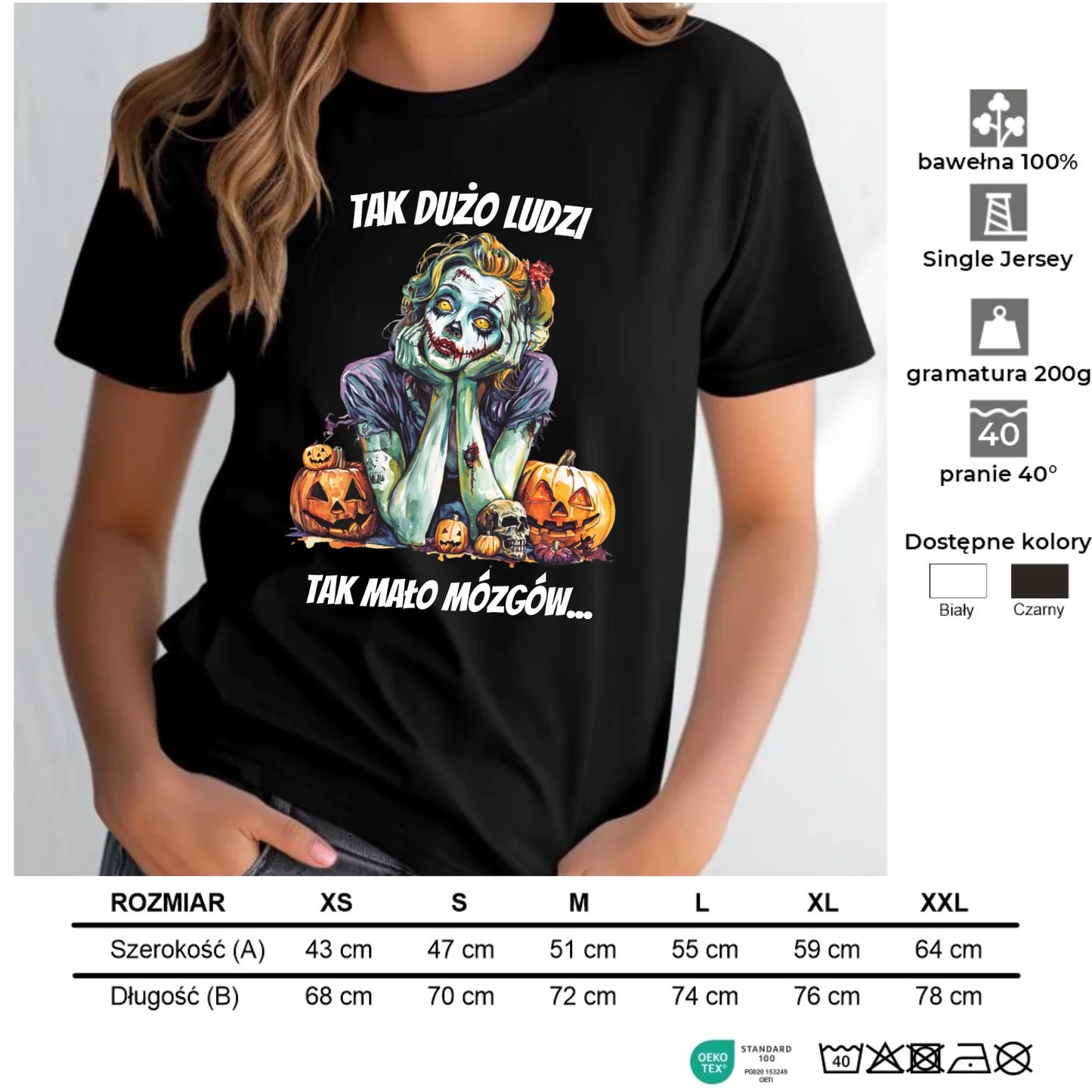 Koszulka damska na Halloween - Zombie - Tak mało mózgów HL31