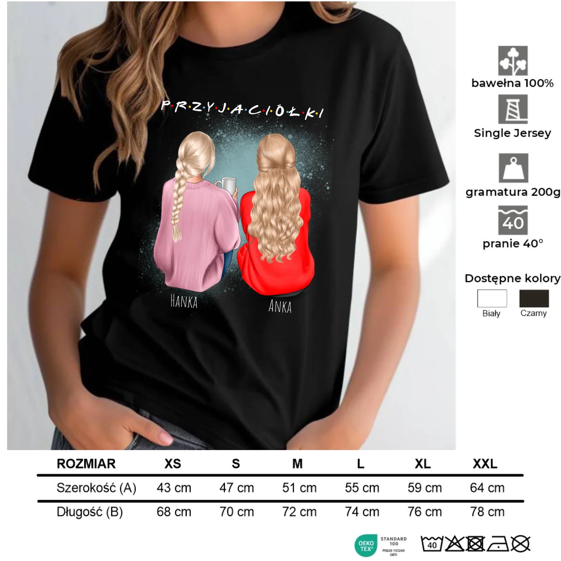 Koszulka damska - prezent dla przyjaciółki - personalizowane postacie 2-4 osoby PR02 - StoryCups.pl