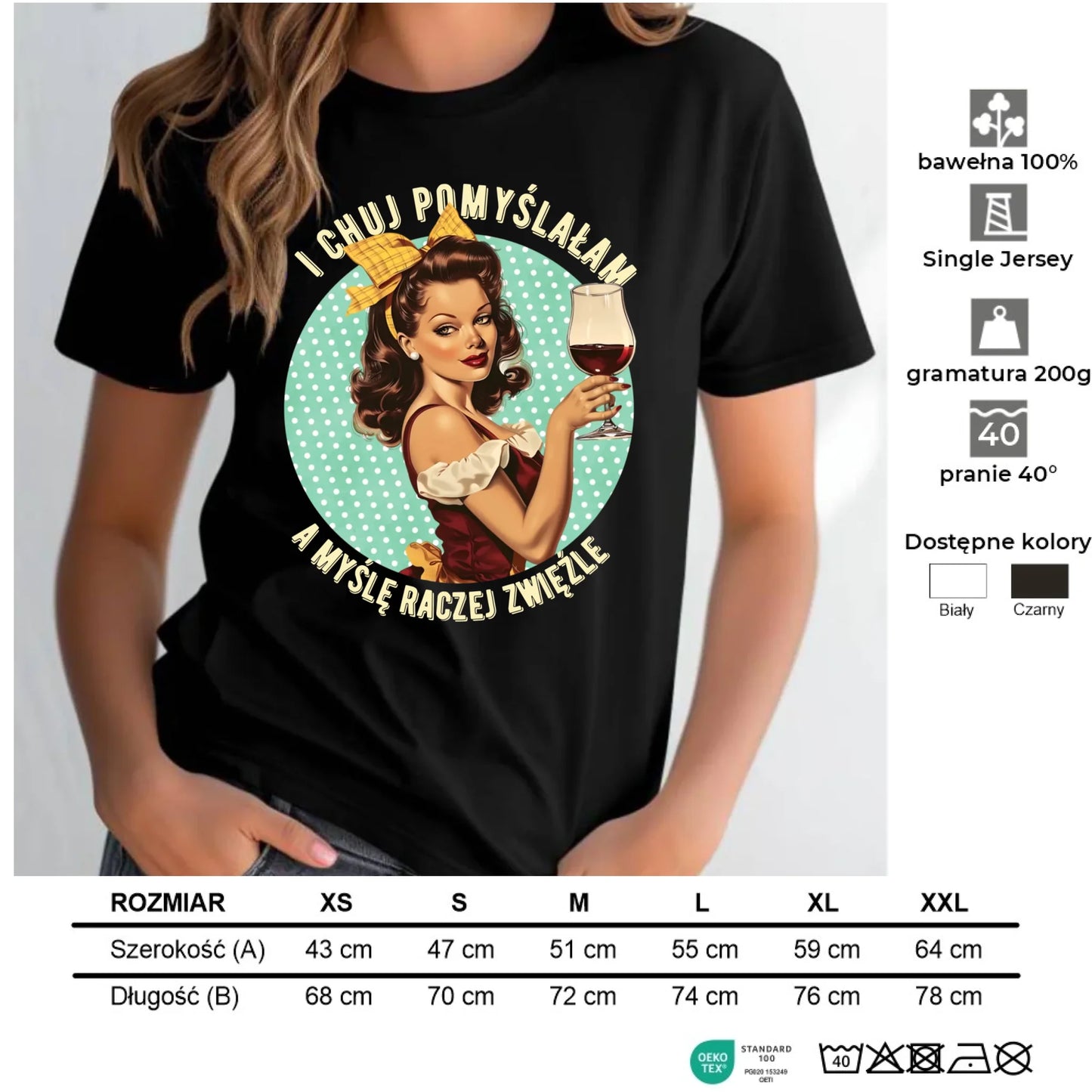 Koszulka damska retro - I ch*j pomyślałam, a myślę raczej zwięźle – bez cenzury DZ13 - StoryCups.pl