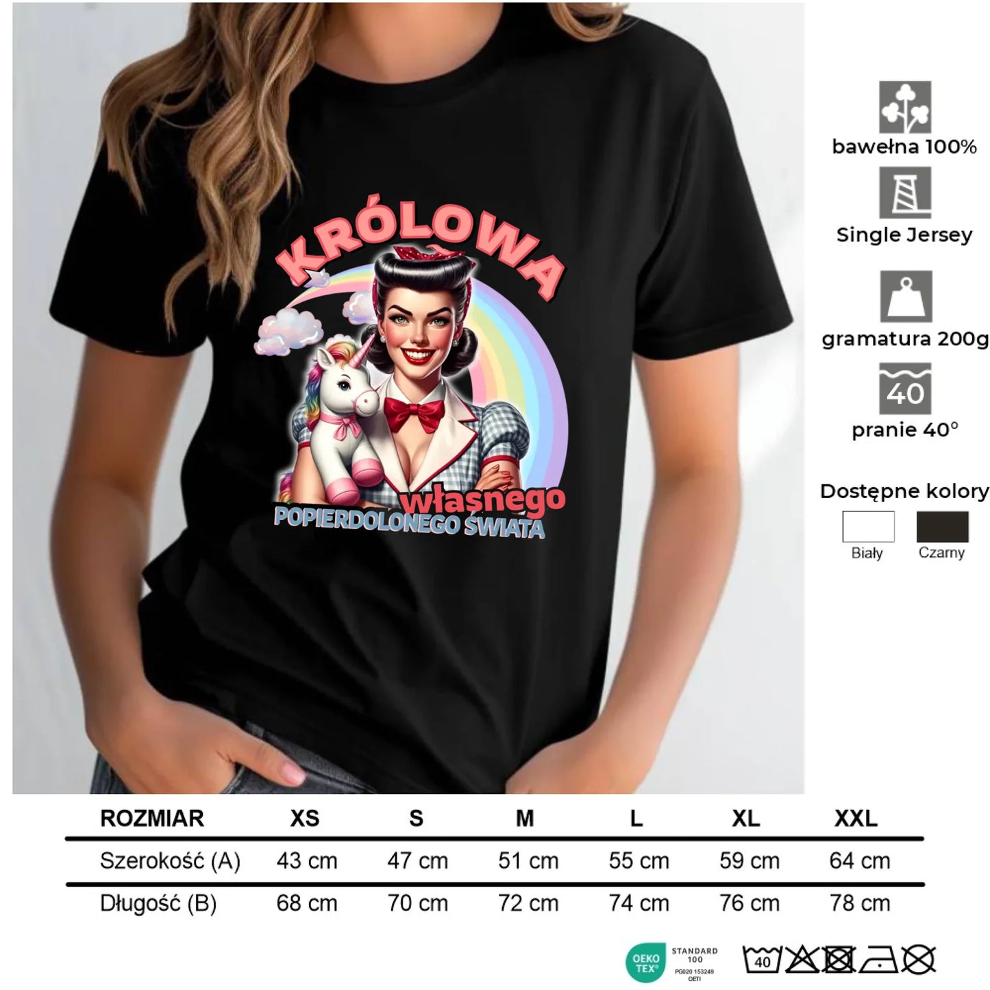 Śmieszna koszulka damska retro – Królowa własnego popierd*onego świata - bez cenzury DZ08 - StoryCups.pl