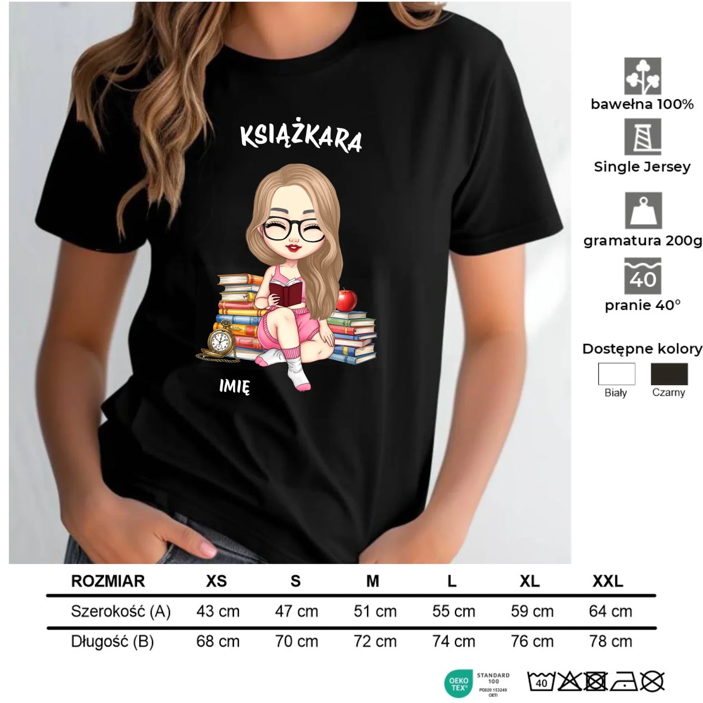 Koszulka damska - Książkara - Prezent dla miłośniczki czytania książek - personalizowana DZ04 - StoryCups.pl