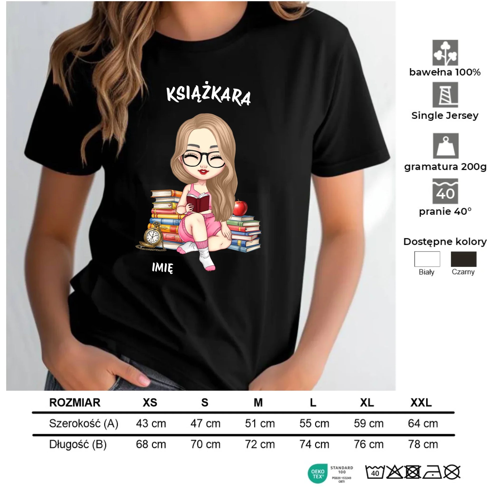 Koszulka damska - Książkara - Prezent dla miłośniczki czytania książek - personalizowana DZ04 - StoryCups.pl