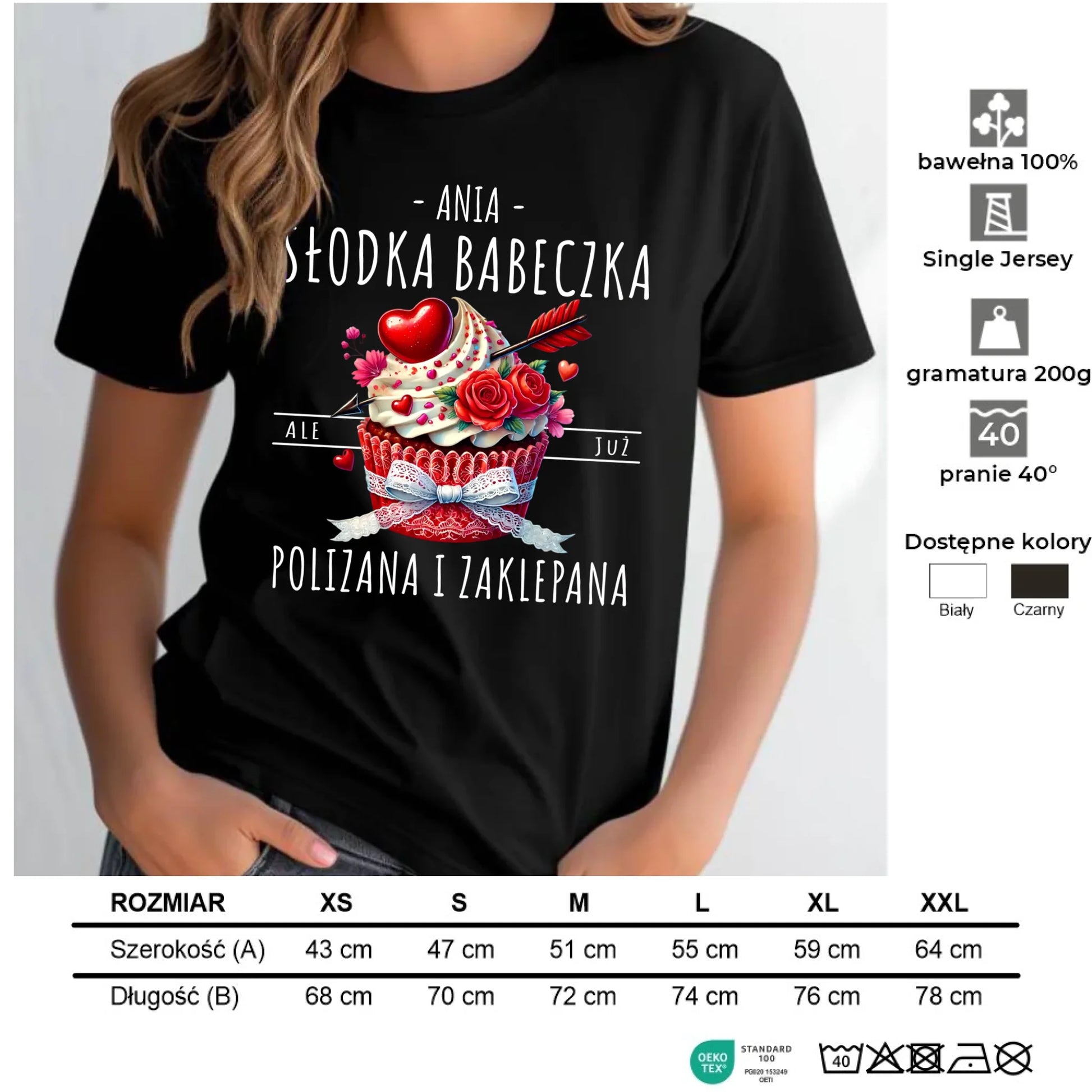 Koszulka damska - Słodka babeczka polizana i zaklepana - personalizowana W37 - StoryCups.pl