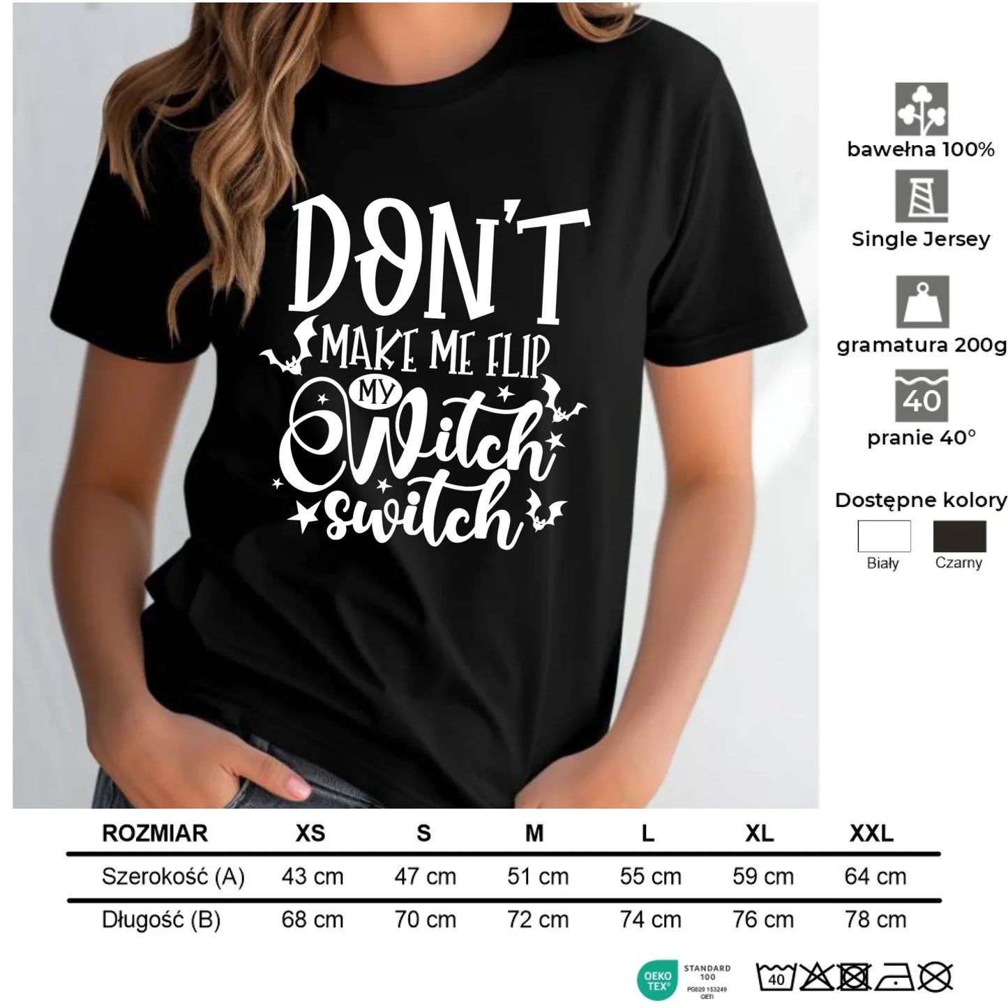 Koszulka damska na Halloween - Don't make me flip my witch switch - śmieszna HL11