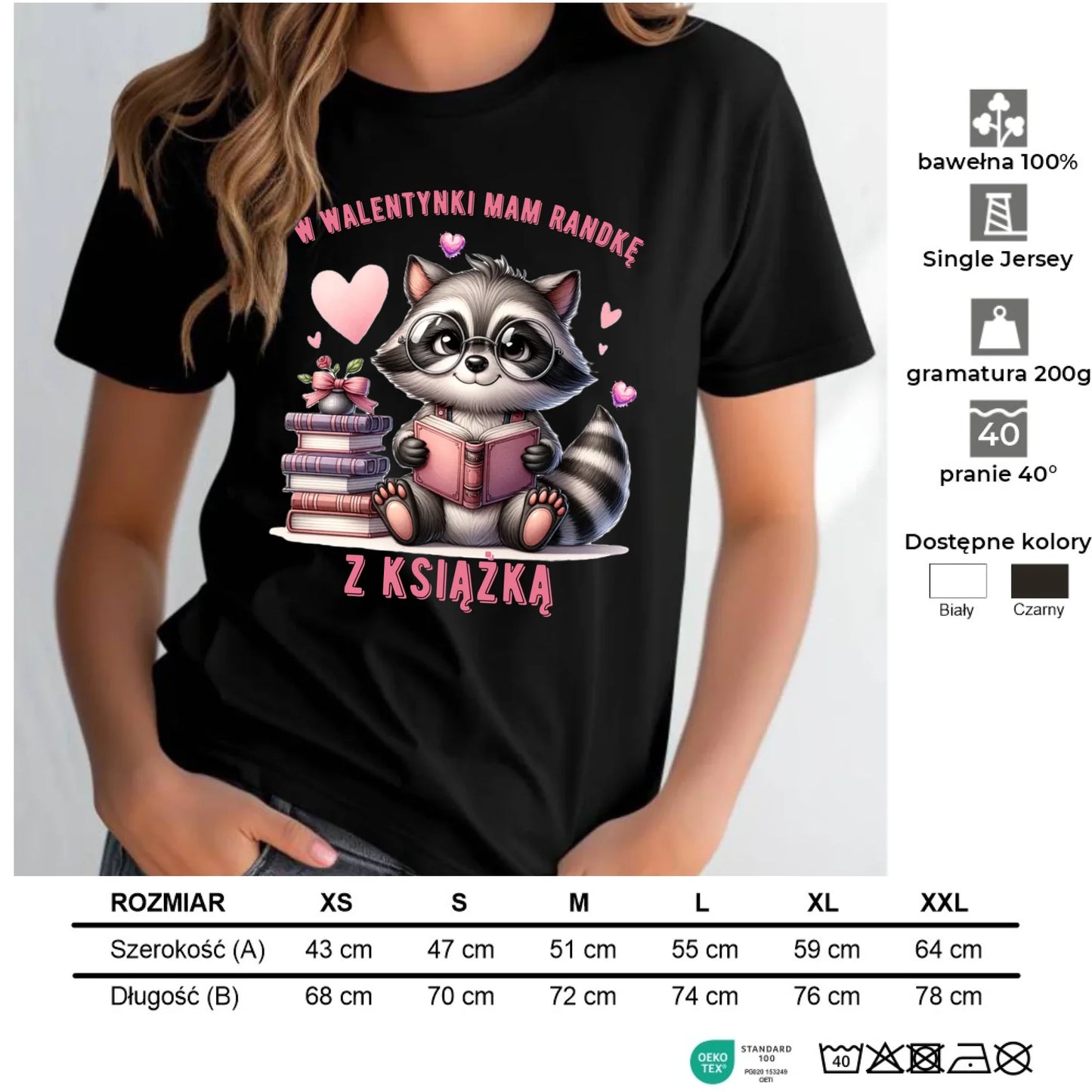 Koszulka damska na Walentynki dla mola książkowego – Mam randkę z książką W20 - StoryCups.pl