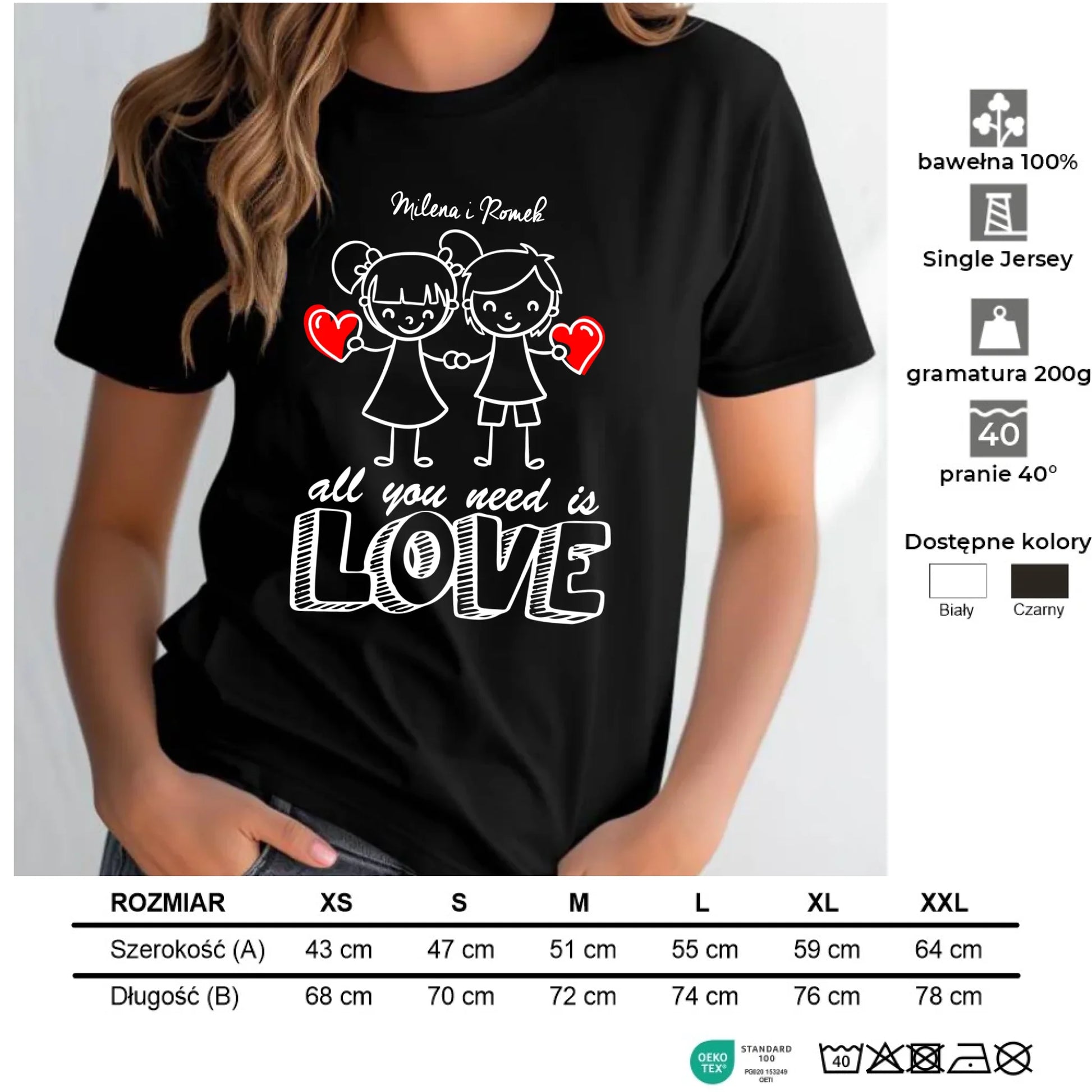 Koszulka damska dla par - prezent dla dziewczyny - Love - personalizowana W13 - StoryCups.pl