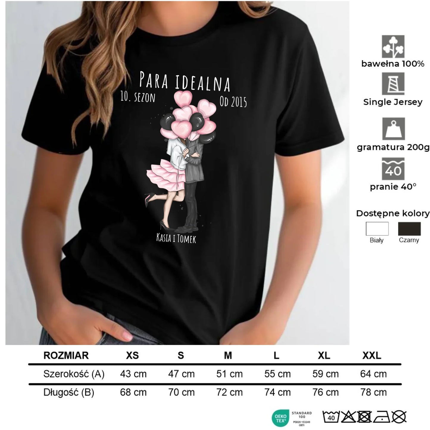 Koszulka damska dla par - prezent na rocznicę - Para idealna - personalizowana W11 - StoryCups.pl