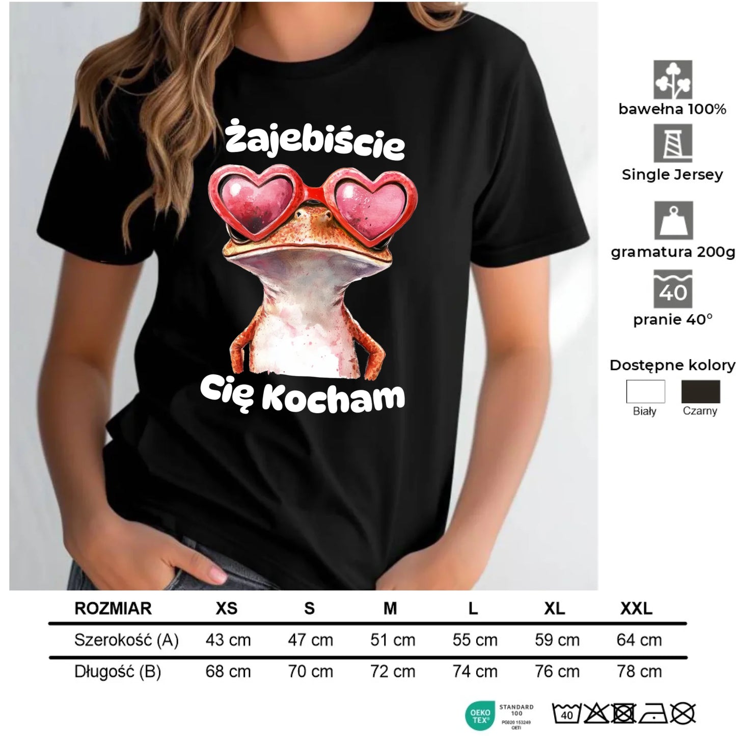 Koszulka damska z żabą - Żajebiście Cię Kocham Żaba W17 - StoryCups.pl