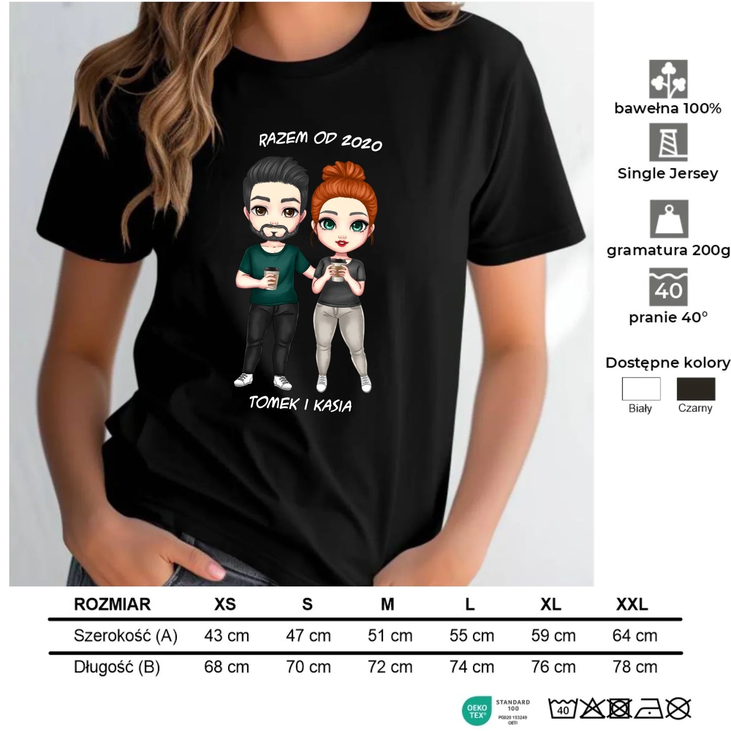 Koszulka damska dla par - prezent dla dziewczyny narzeczonej żony - personalizowana W01 - StoryCups.pl