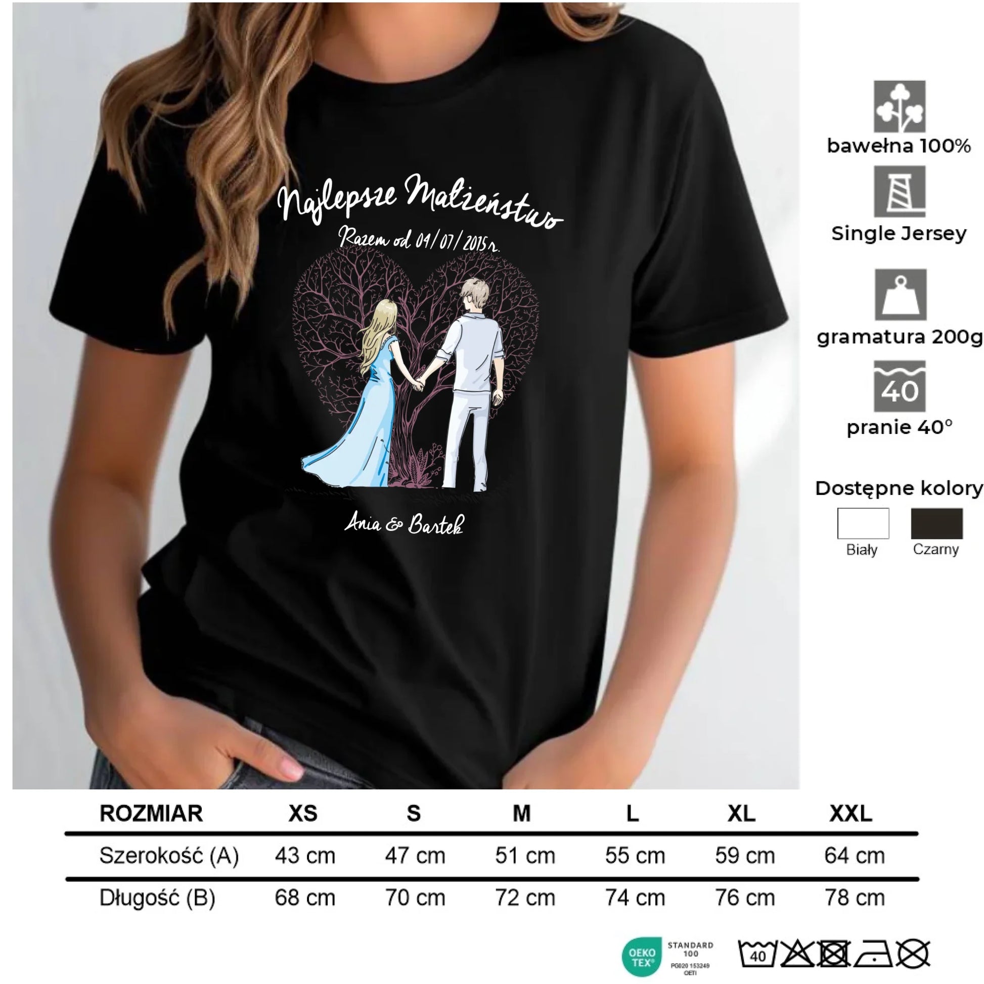 Koszulka damska - prezent dla żony Rocznica Ślubu - Najlepsze małżeństwo - personalizowana W03 - StoryCups.pl