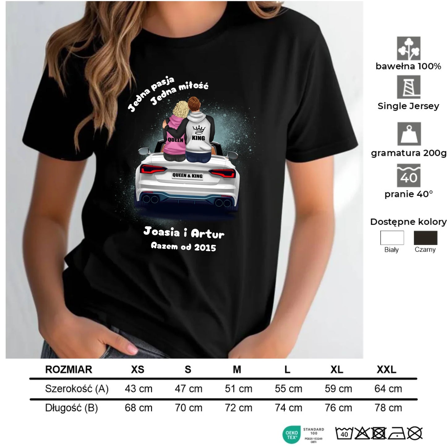 Koszulka damska dla par - personalizowany prezent dla dziewczyny - Jedna miłość W06 - StoryCups.pl