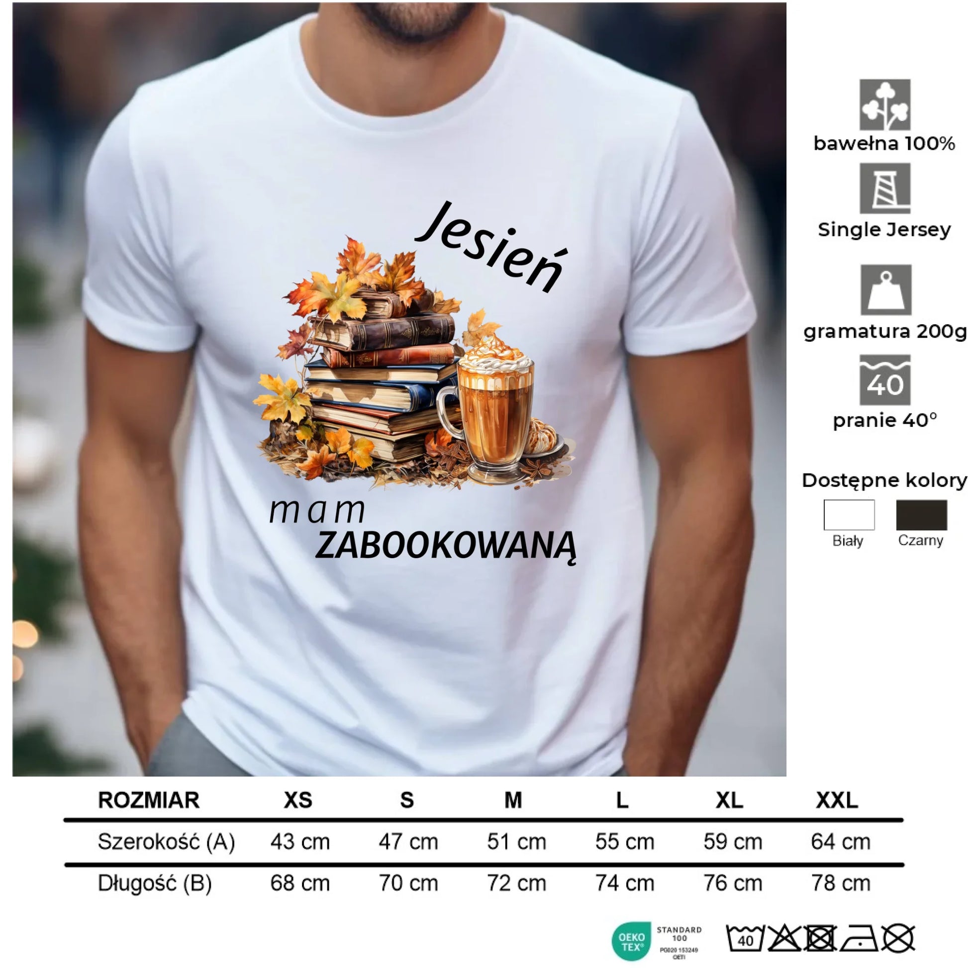 Koszulka męska jesienna - Jesień mam zabookowaną JS28 - StoryCups.pl