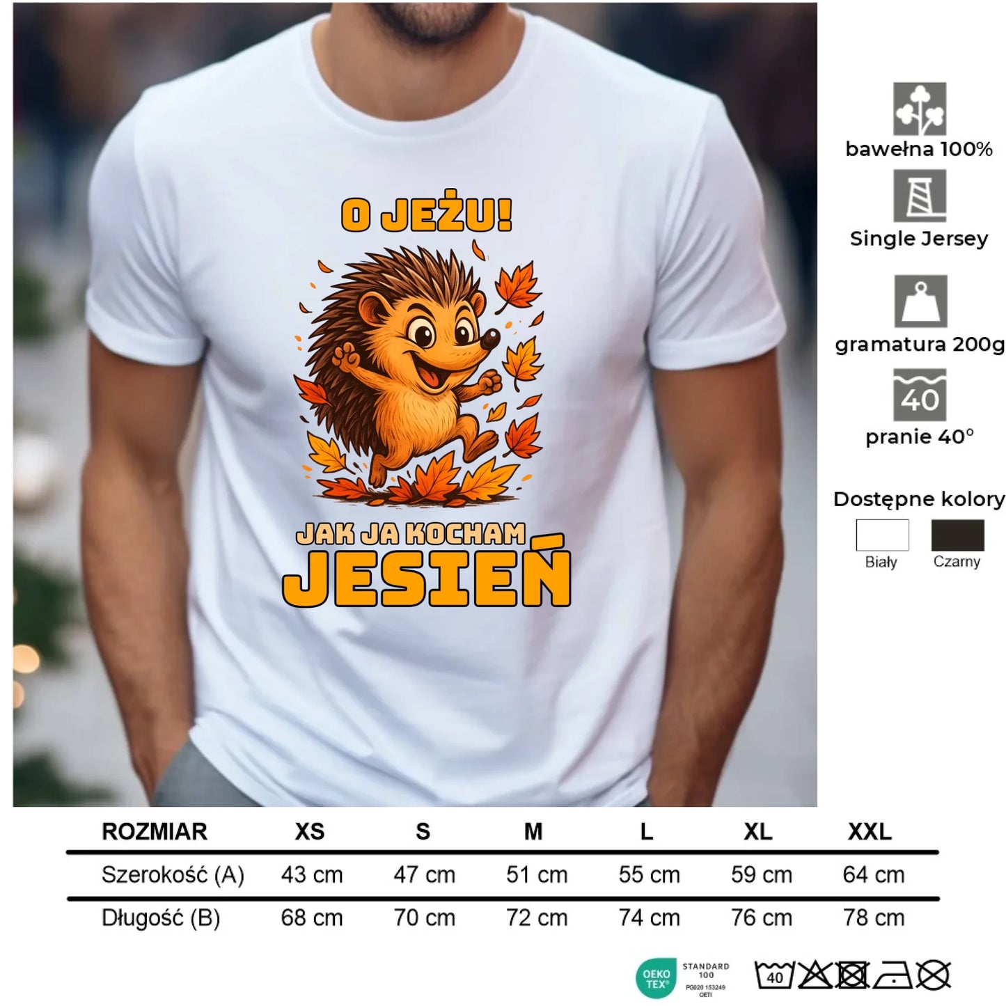 Koszulka męska jesienna - O JEŻU! Jak ja kocham jesień JS31 - StoryCups.pl