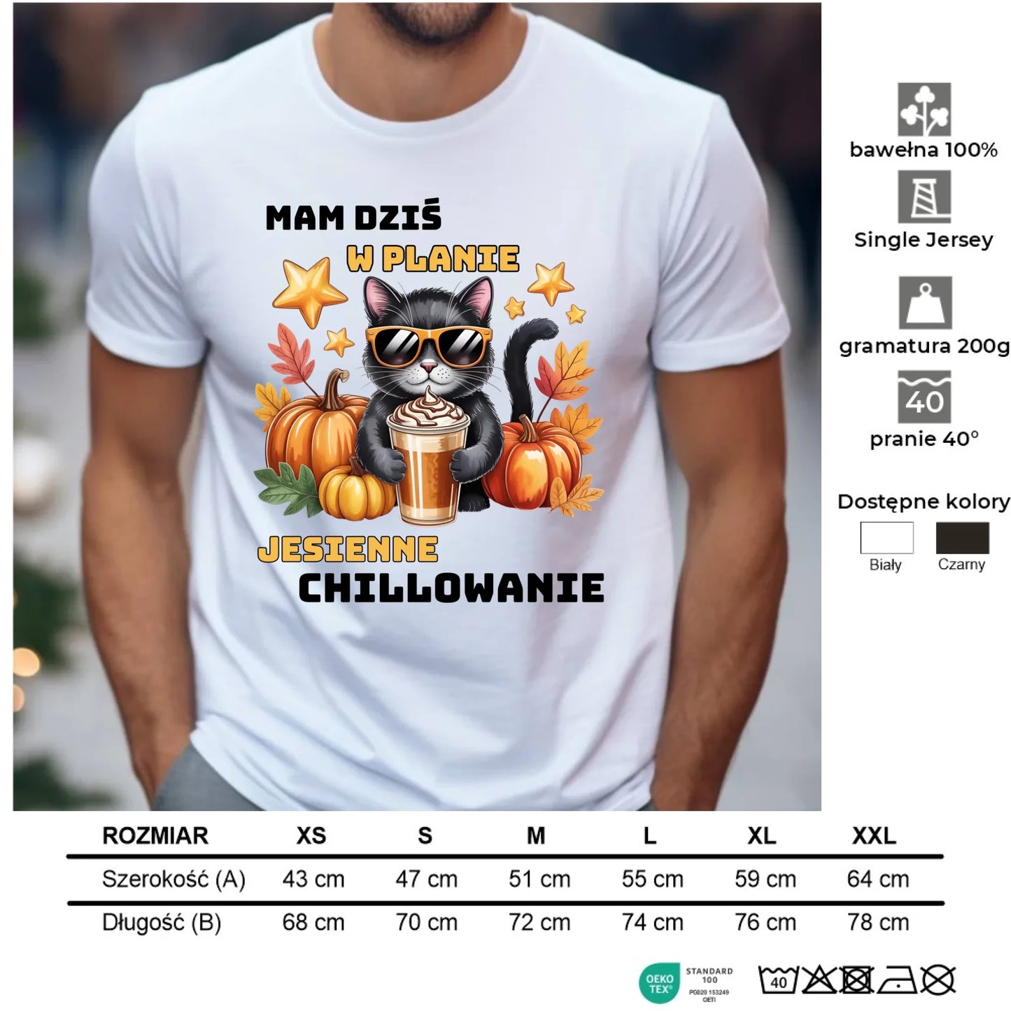 Koszulka męska jesienna - Mam dziś w planie jesienne chillowanie JS34 - StoryCups.pl