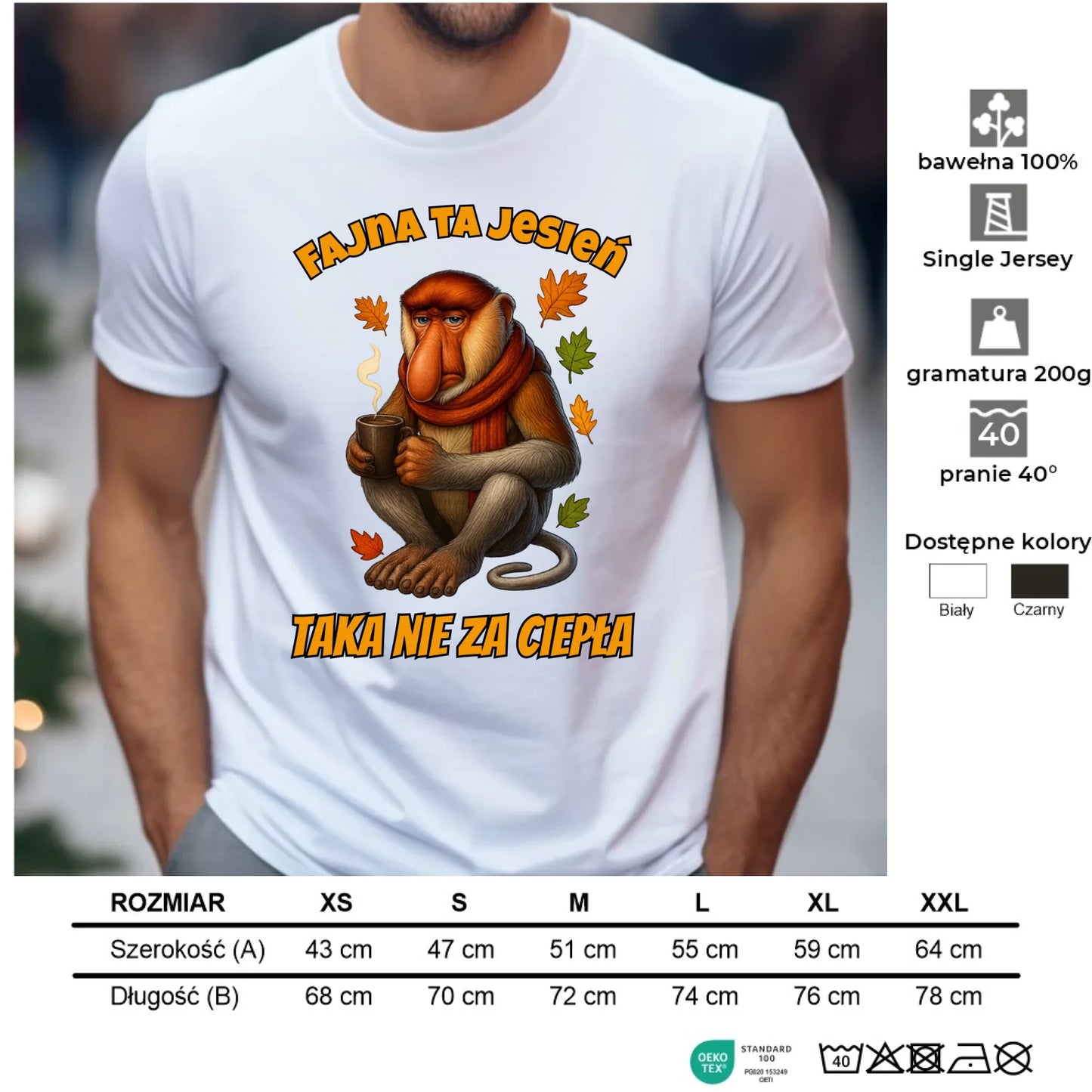 Koszulka męska jesienna - Janusz Nosacz - Fajna ta jesień, taka nie za ciepła JS21 - StoryCups.pl