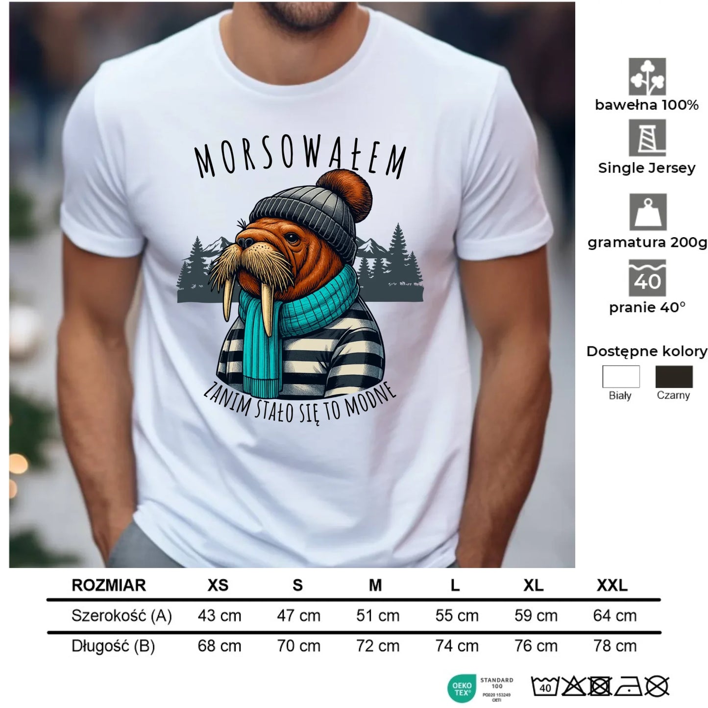 Koszulka męska - prezent dla morsa - Morsowałem zanim stało się to modne - Mors HM08 - StoryCups.pl