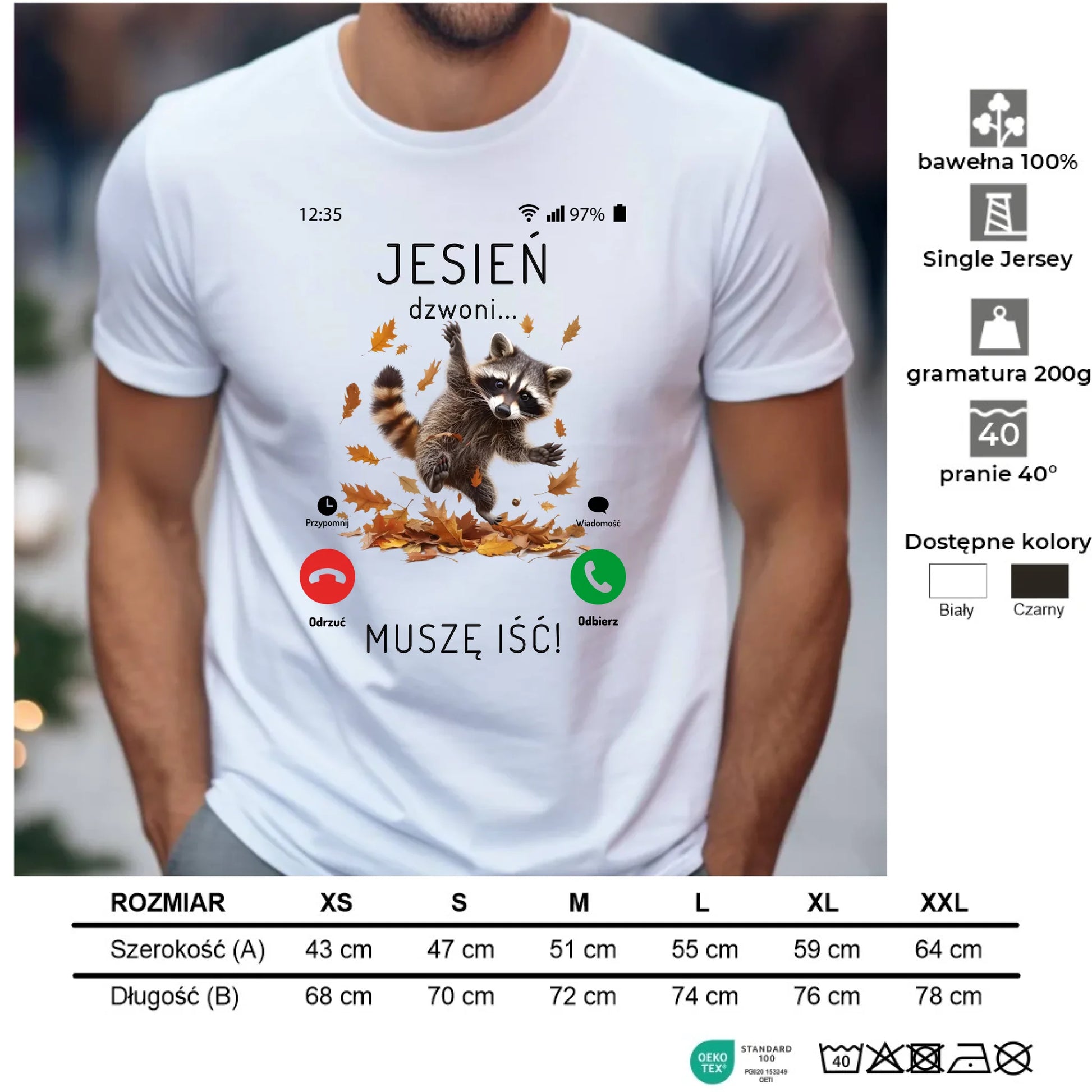 Koszulka męska jesienna - Jesień dzwoni muszę iść JS18 - StoryCups.pl