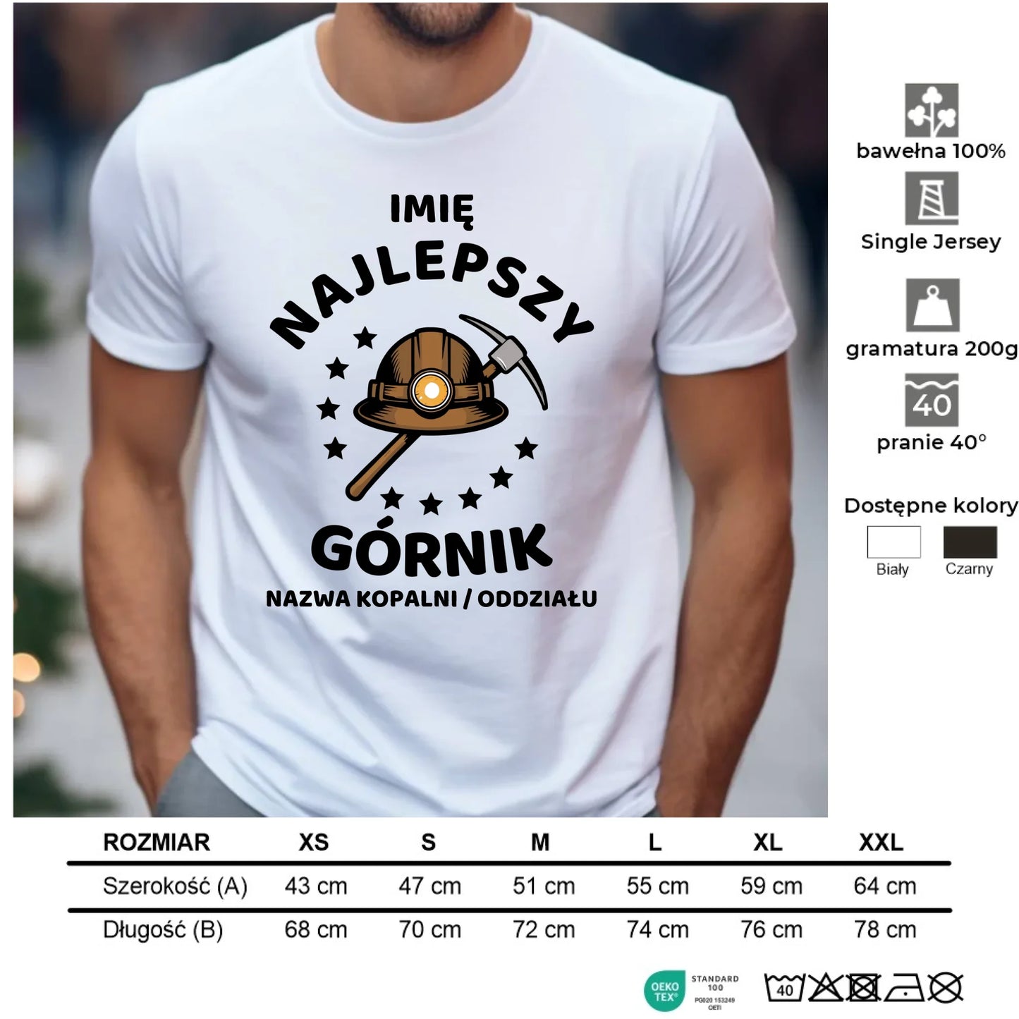 Koszulka męska - prezent dla górnika - Najlepszy górnik - personalizowana G23 - StoryCups.pl