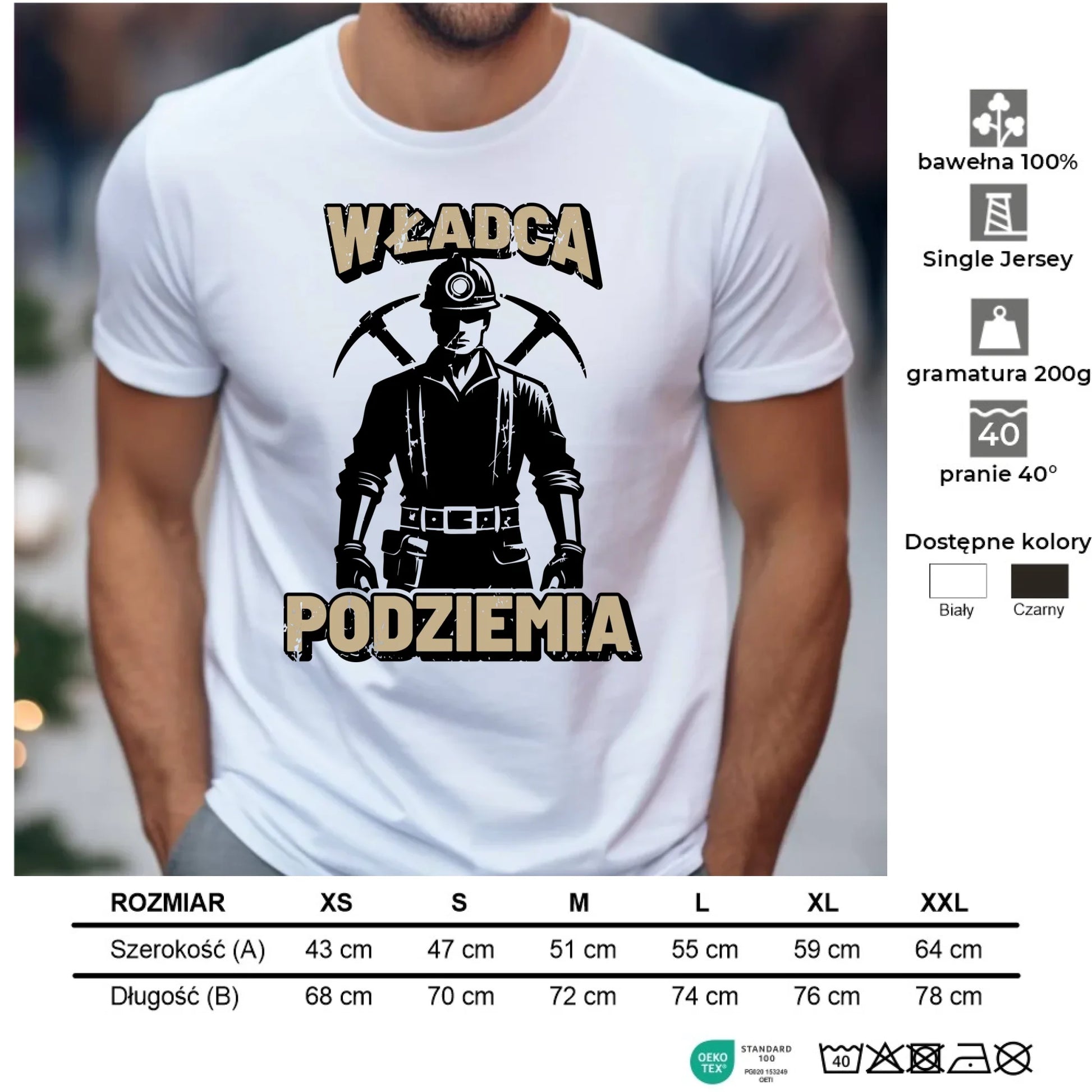 Koszulka męska - prezent dla górnika - Władca podziemia G25 - StoryCups.pl