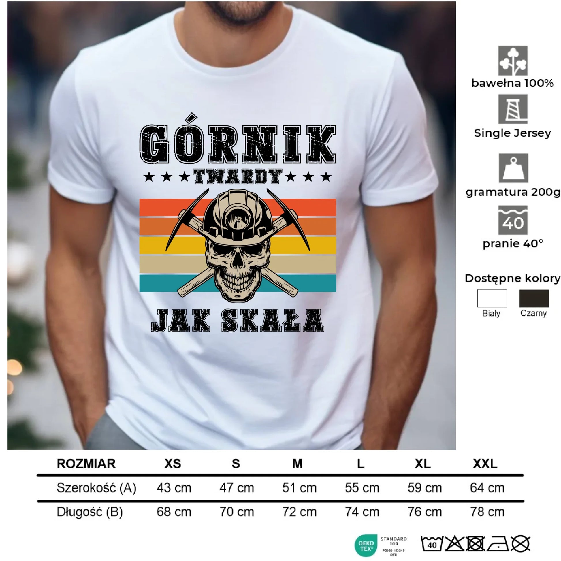 Koszulka męska - prezent dla górnika - Górnik twardy jak skała G21 - StoryCups.pl