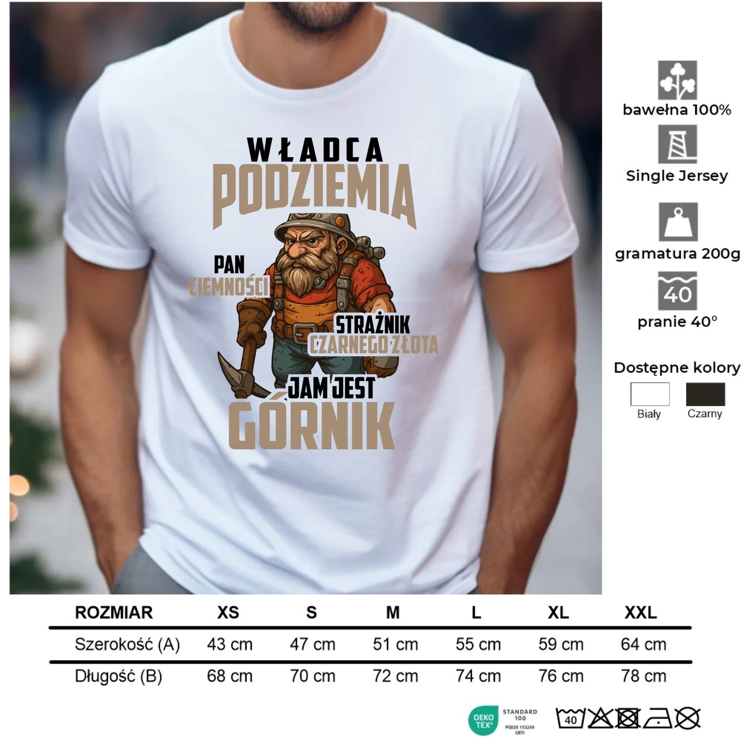 Koszulka męska - prezent dla górnika - Władca podziemia Górnik G20 - StoryCups.pl