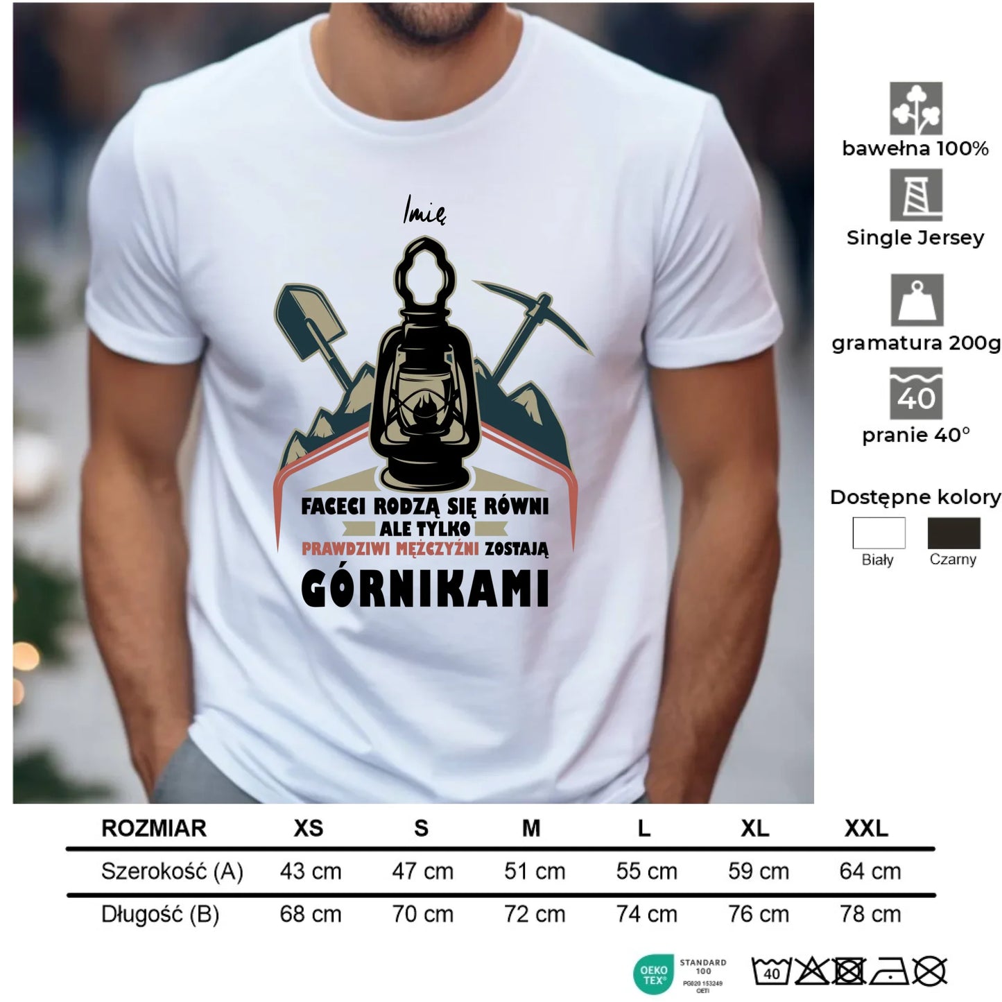 Koszulka męska - prezent dla górnika - Prawdziwi mężczyźni zostają górnikami - personalizowana G08 - StoryCups.pl