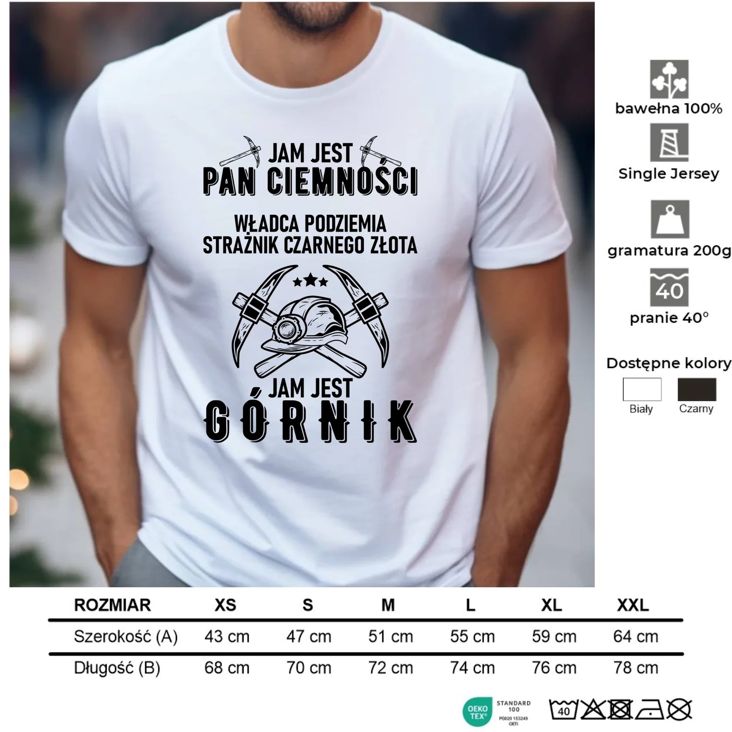 Koszulka męska - prezent dla górnika - Pan ciemności jam jest górnik G04 - StoryCups.pl