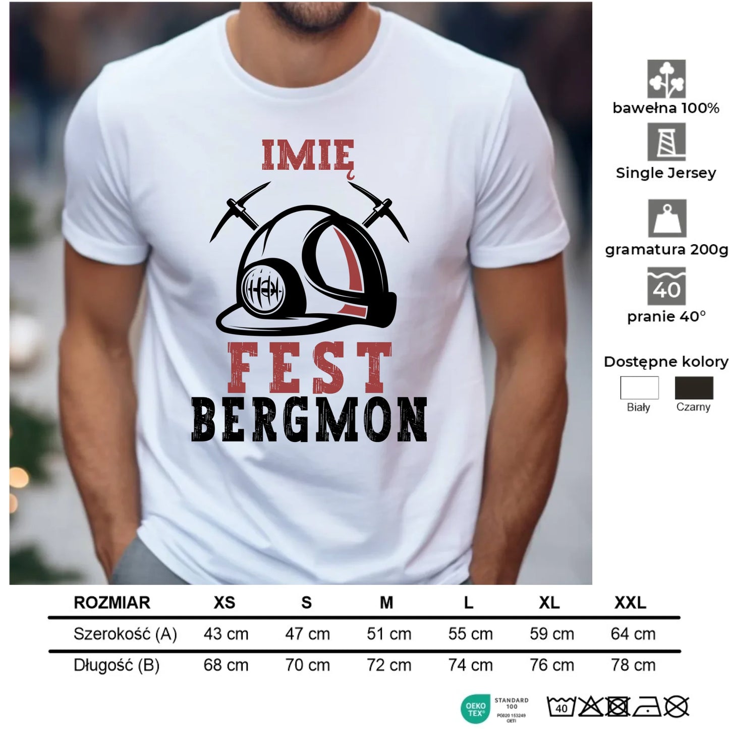 Koszulka męska - prezent dla górnika - Fest bergmon - personalizowana G07 - StoryCups.pl