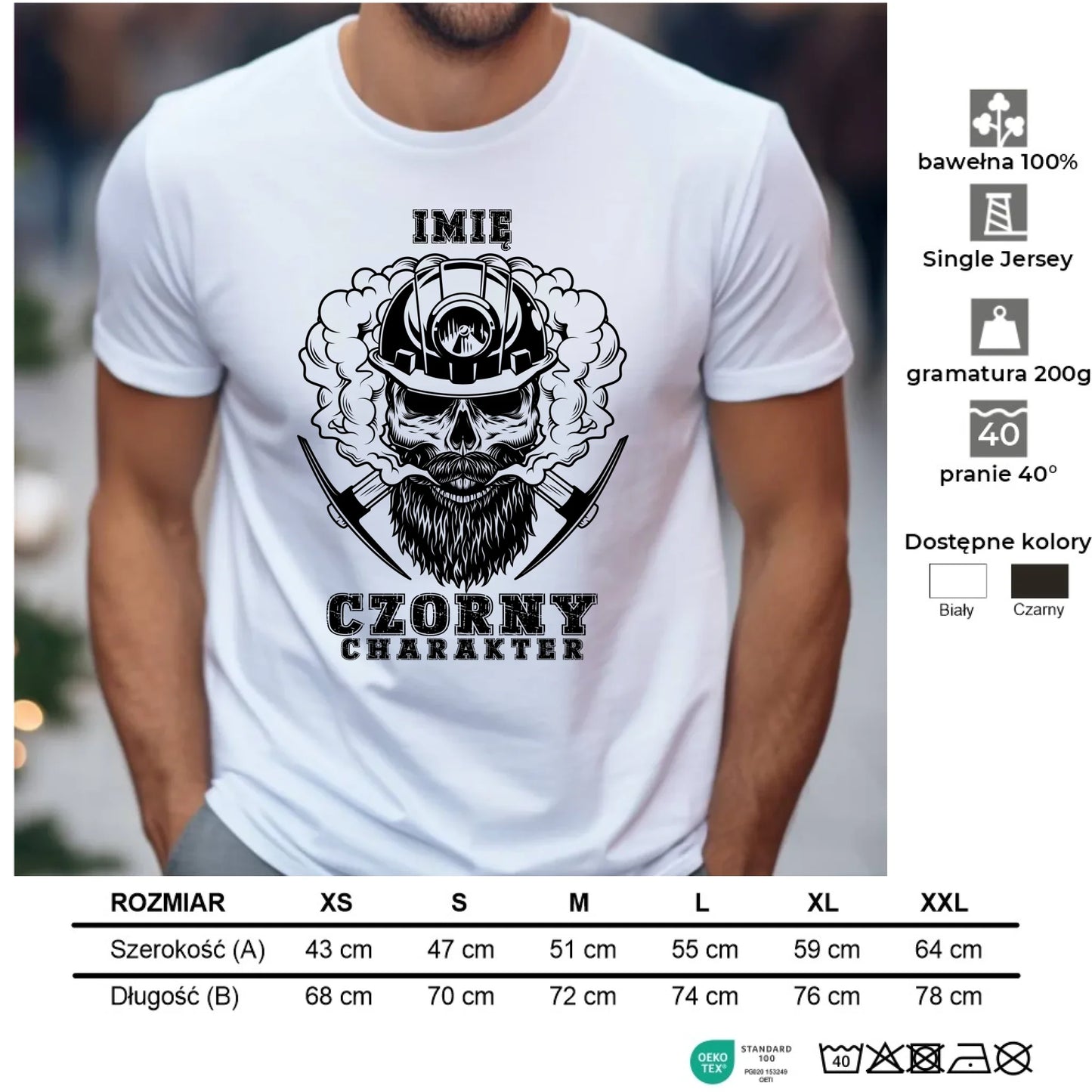 Koszulka męska - prezent dla górnika - Czorny charakter - personalizowana G06 - StoryCups.pl