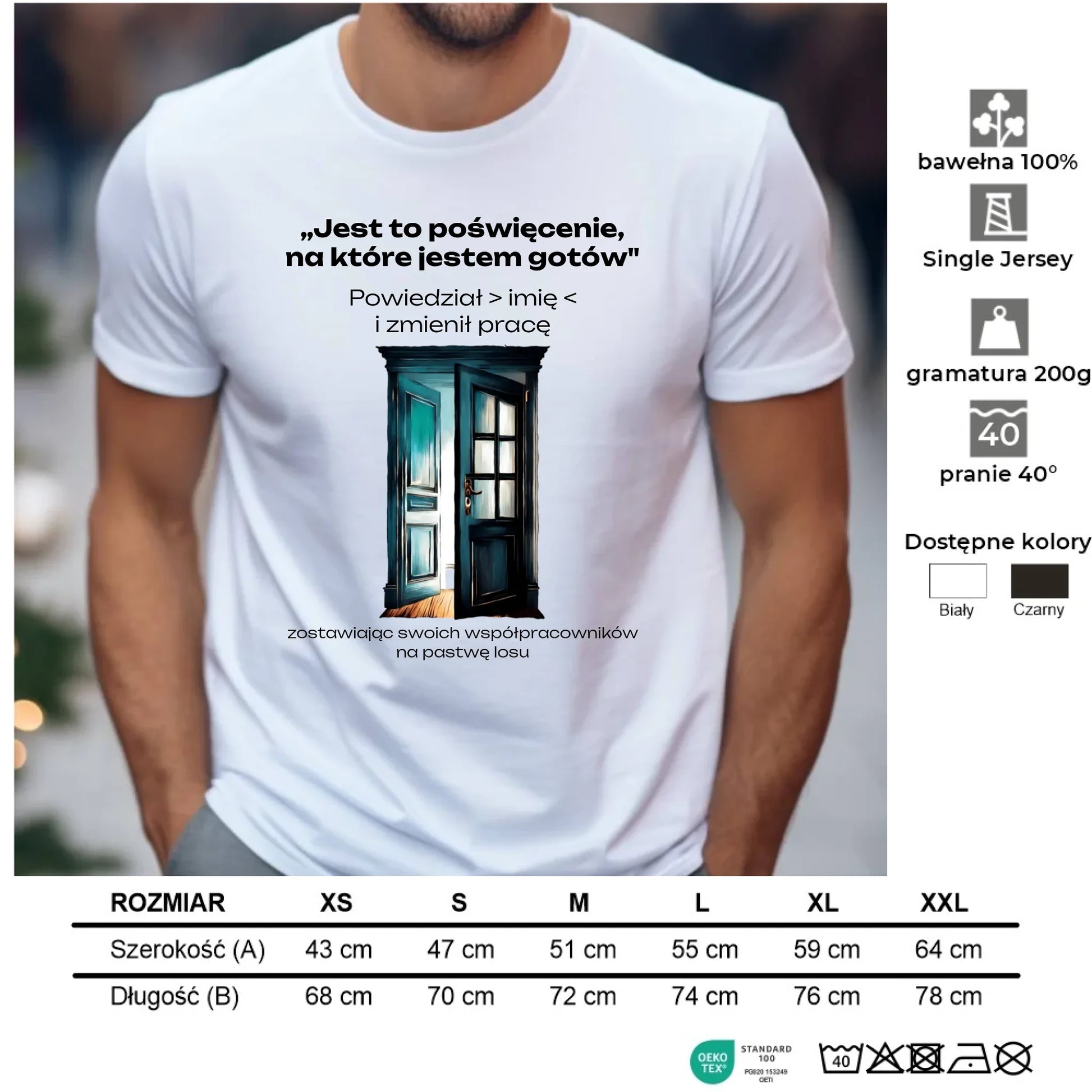 Koszulka męska na odejście z pracy - Poświęcenie, na które jestem gotów - personalizowana OP02 - StoryCups.pl