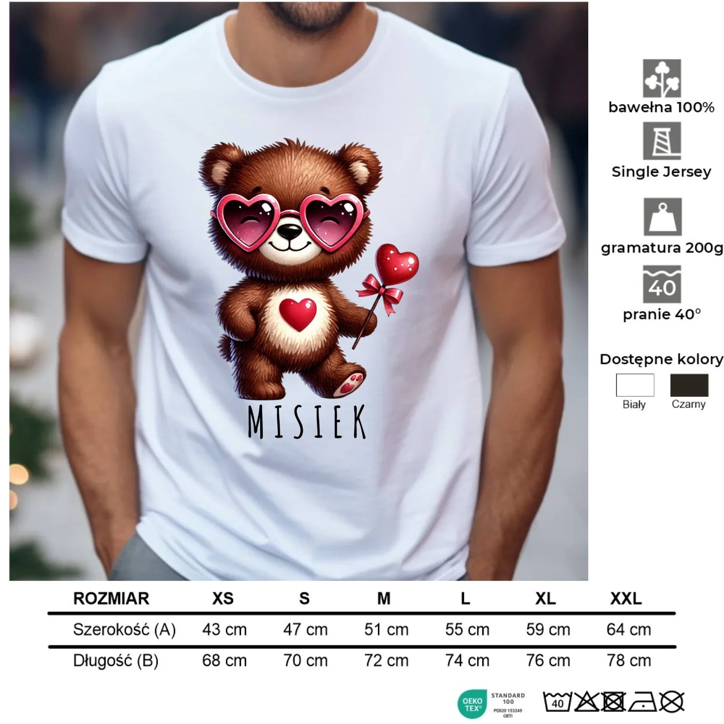 Koszulka męska - Misiek z sercem W34 - StoryCups.pl