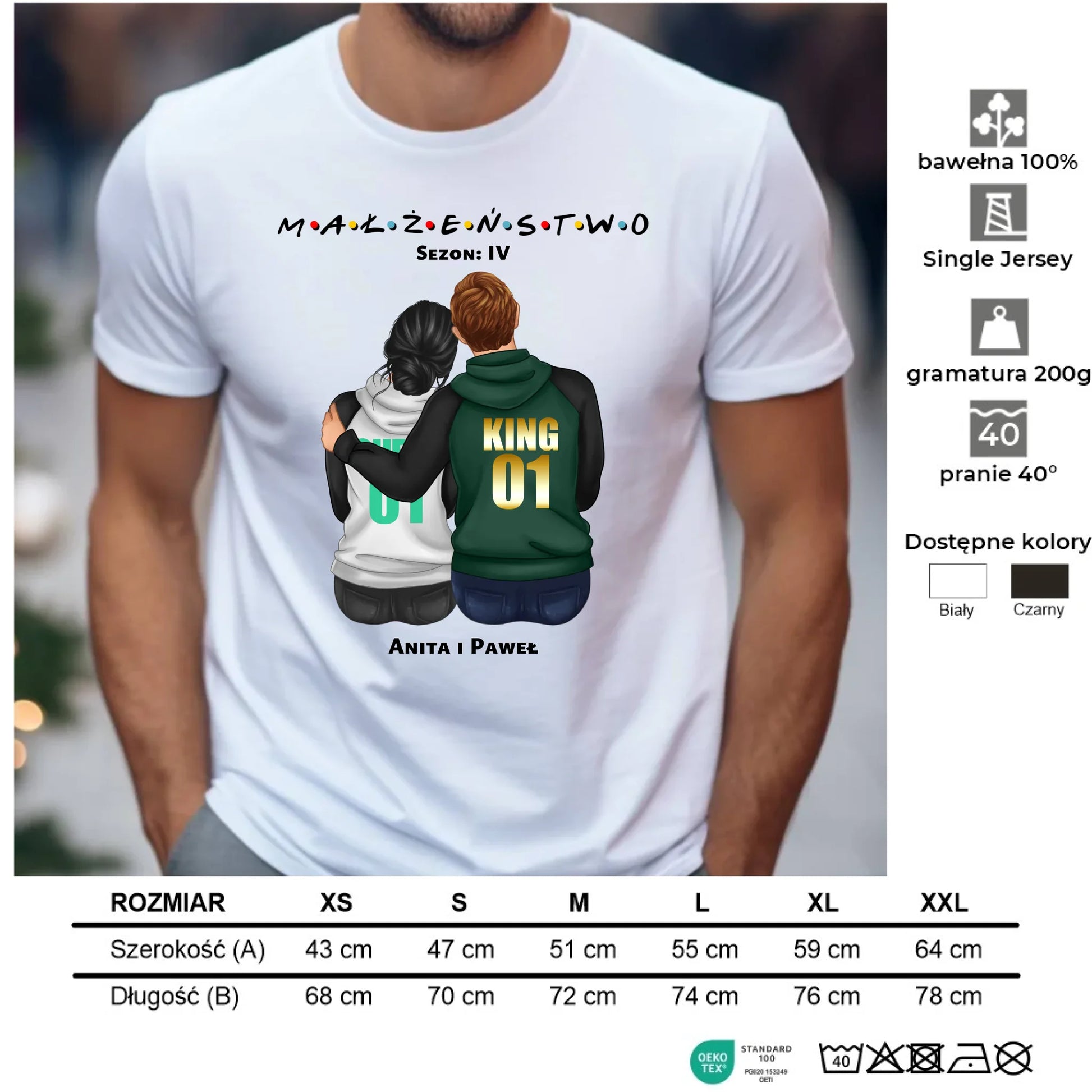 Koszulka męska dla par - personalizowany prezent dla męża na rocznicę ślubu – Małżeństwo W05 - StoryCups.pl