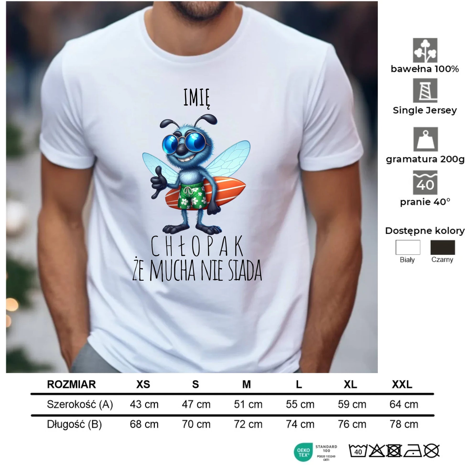 Koszulka męska - prezent dla chłopaka - Chłopak, że mucha nie siada essa - personalizowana DCH29 - StoryCups.pl