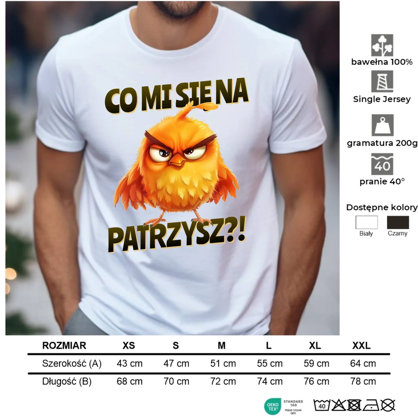 Śmieszna koszulka męska - Prezent dla chłopaka kolegi - Co mi się na ptaka patrzysz DCH24 - StoryCups.pl