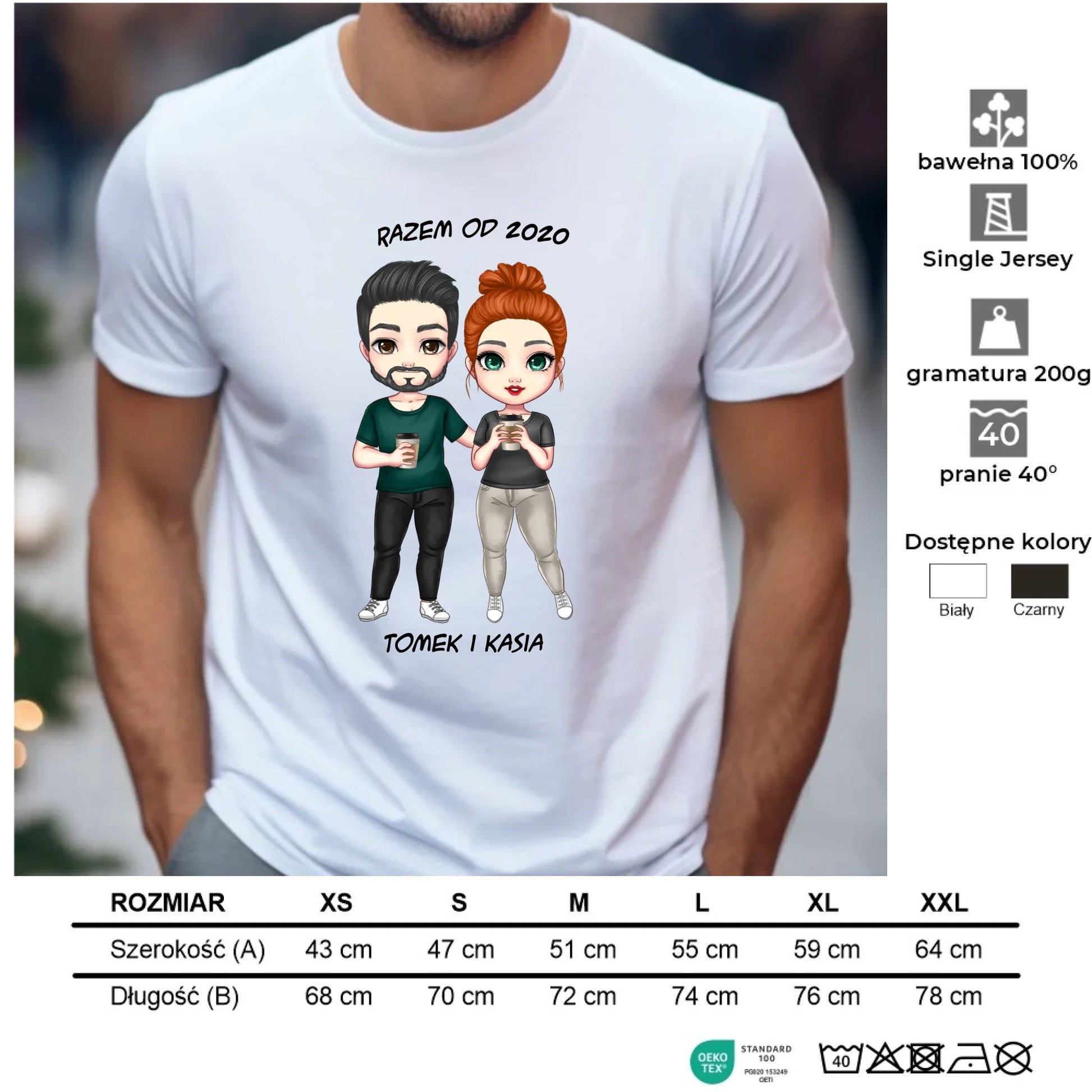 Koszulka męska dla par - prezent dla chłopaka narzeczonego męża - personalizowana W01 - StoryCups.pl