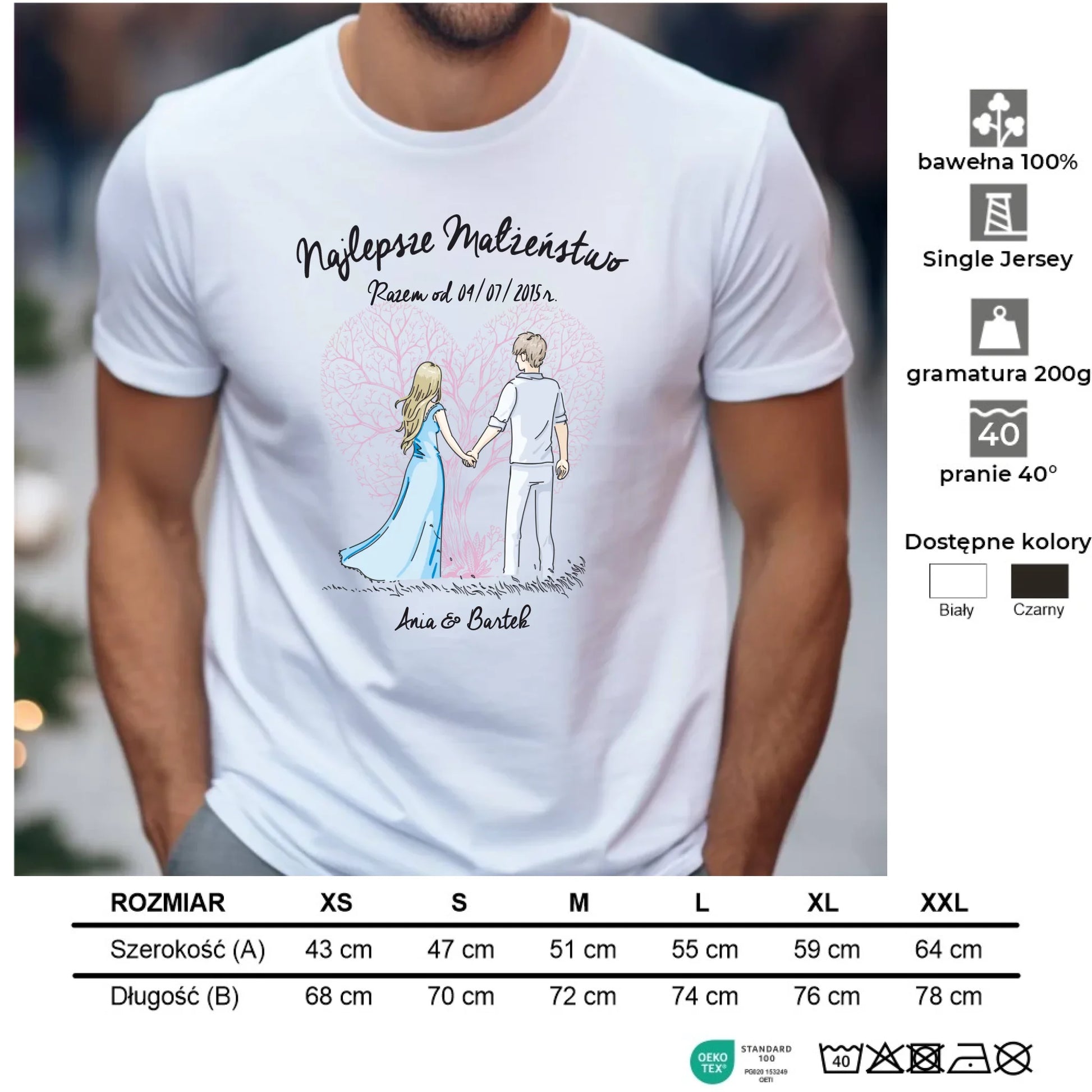 Koszulka męska - prezent dla męża Rocznica Ślubu - Najlepsze małżeństwo - personalizowana W03 - StoryCups.pl