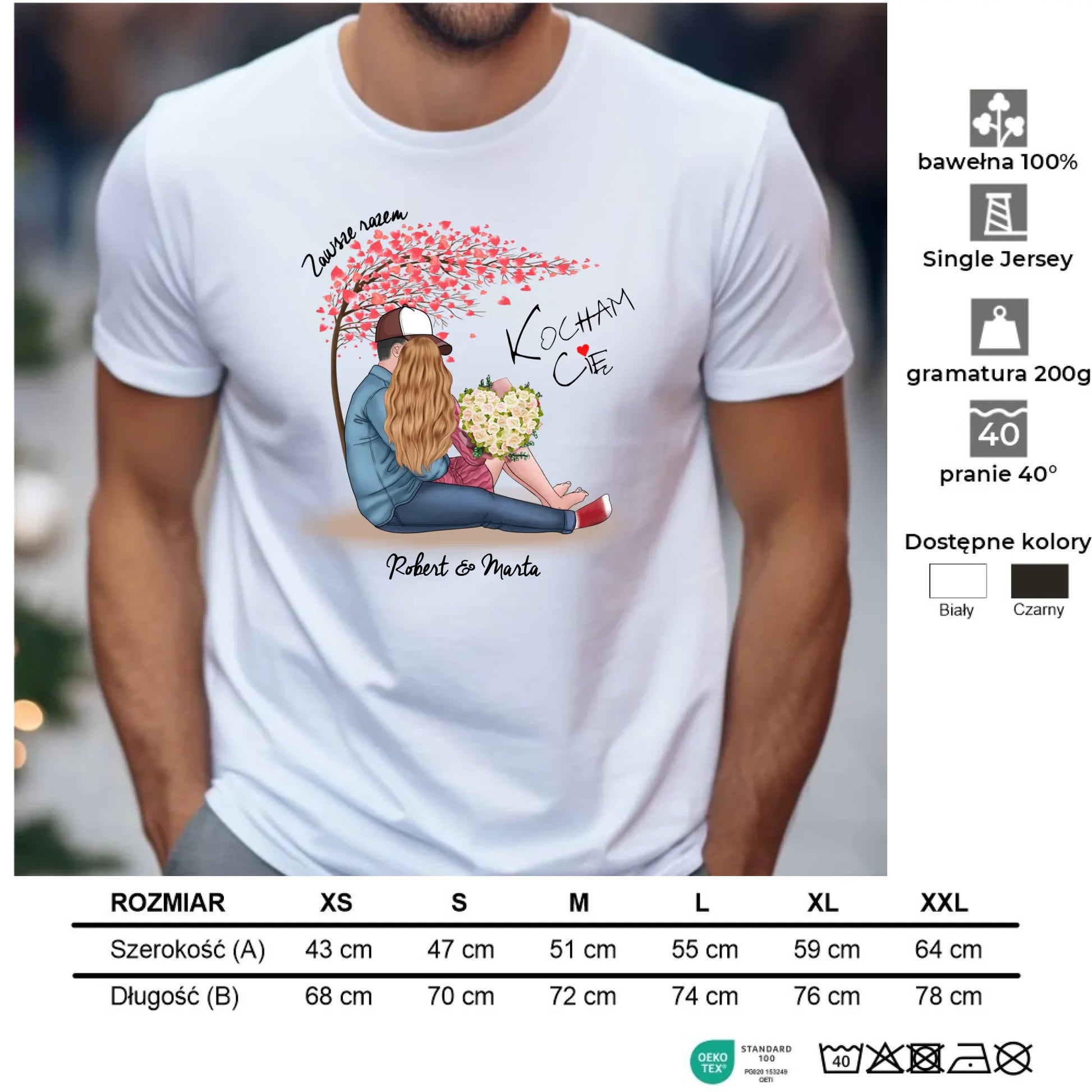 Koszulka męska dla par - prezent dla chłopaka narzeczonego męża - Zawsze razem - personalizowana W04 - StoryCups.pl