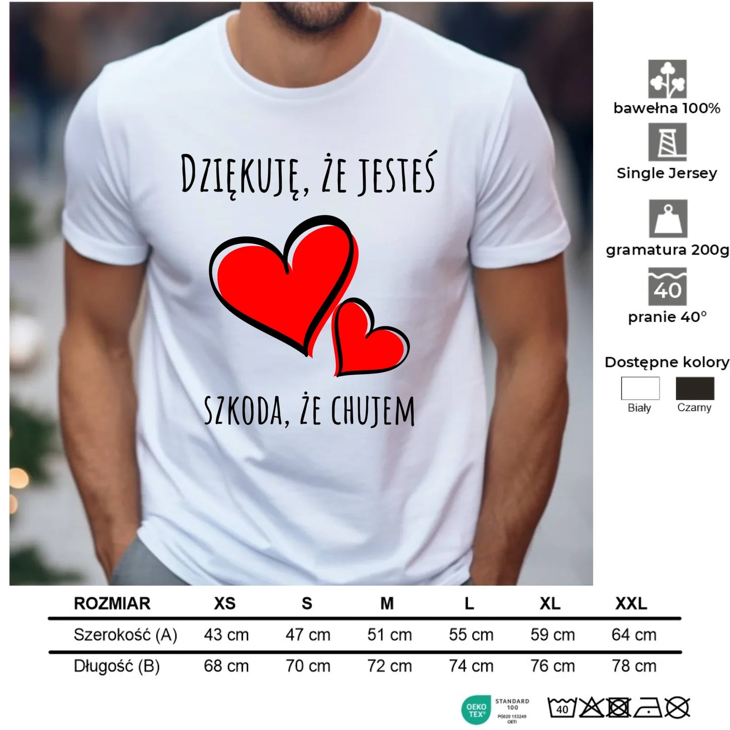 Koszulka męska - Dziękuję, że jesteś szkoda, że ch#jem - bez cenzury - czarna DCH10 - StoryCups.pl