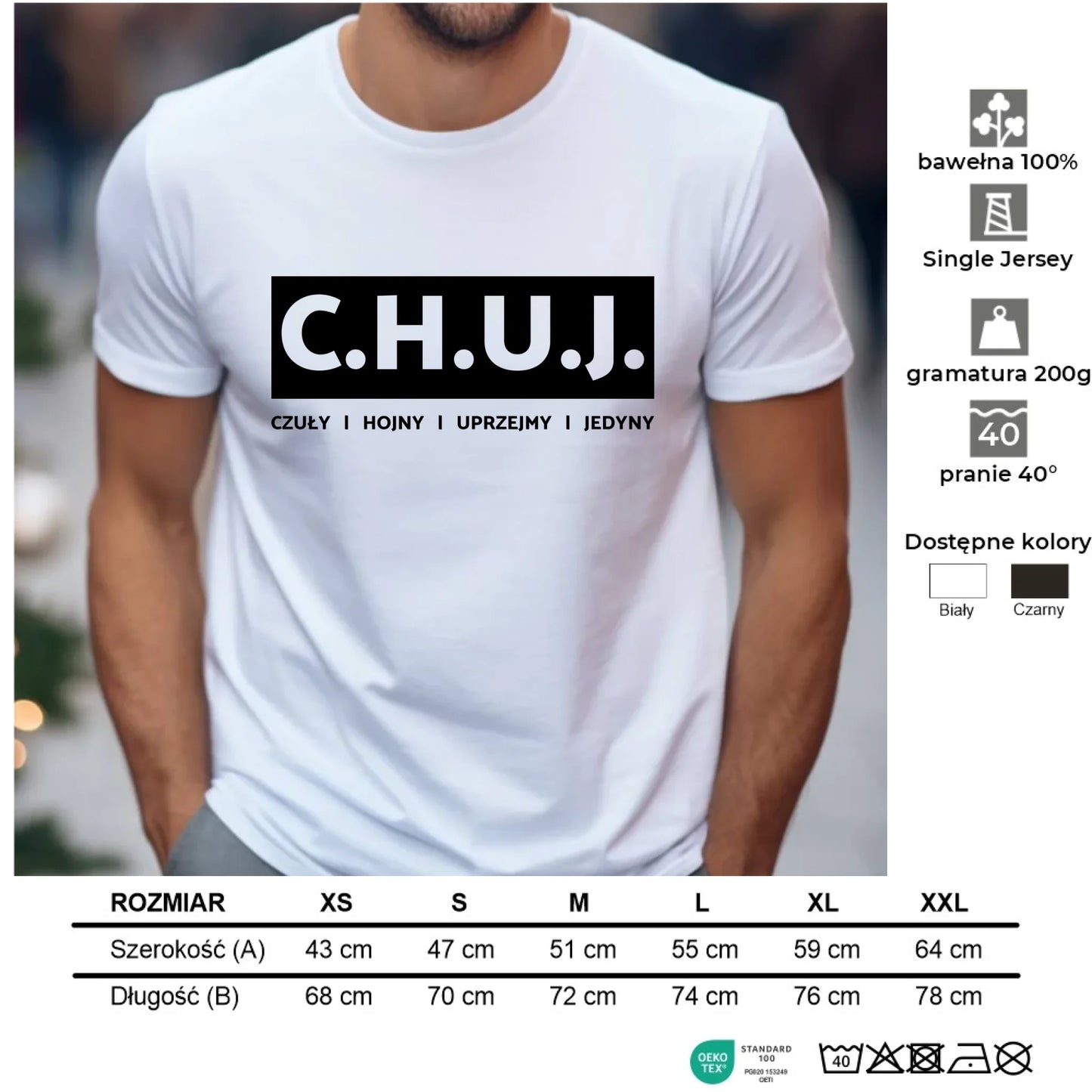 Koszulka męska - prezent dla kolegi na Dzień Chłopaka przyjaciela - C.H.U.J. - bez cenzury DCH12 - StoryCups.pl