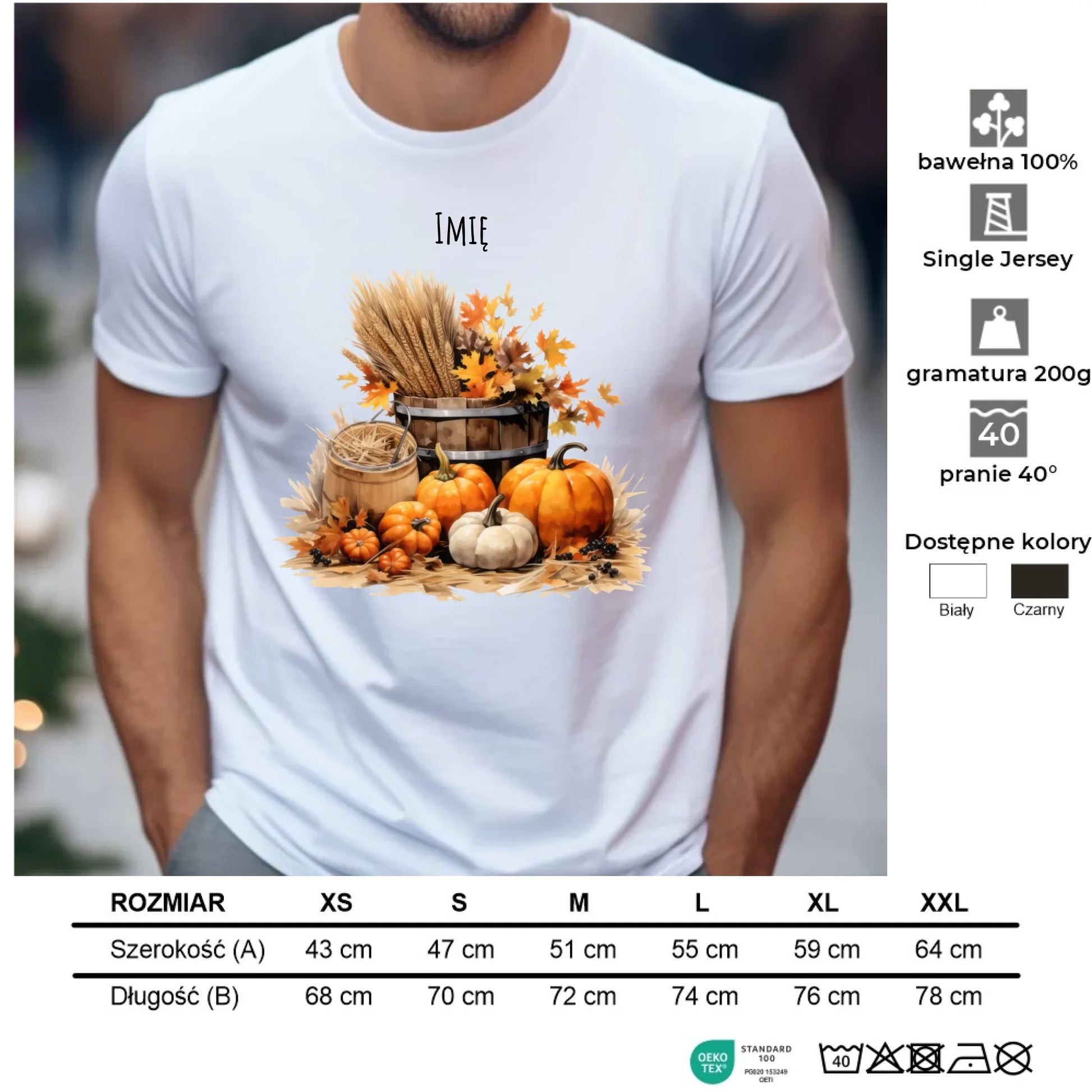 Koszulka męska na jesień - Harvest vibes - personalizowana JS09 - StoryCups.pl