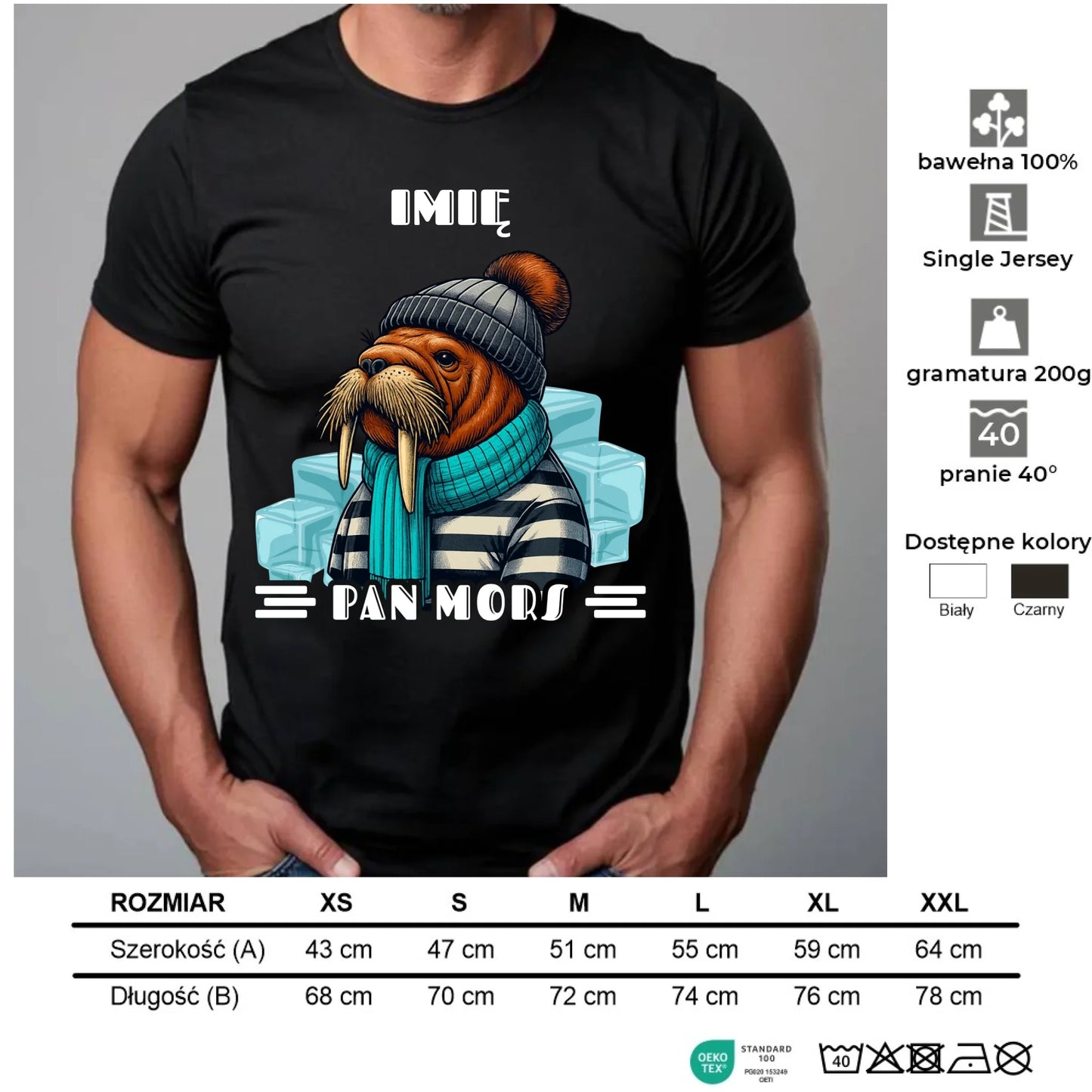 Koszulka męska - prezent dla morsa - Pan Mors - personalizowana HM15 - StoryCups.pl