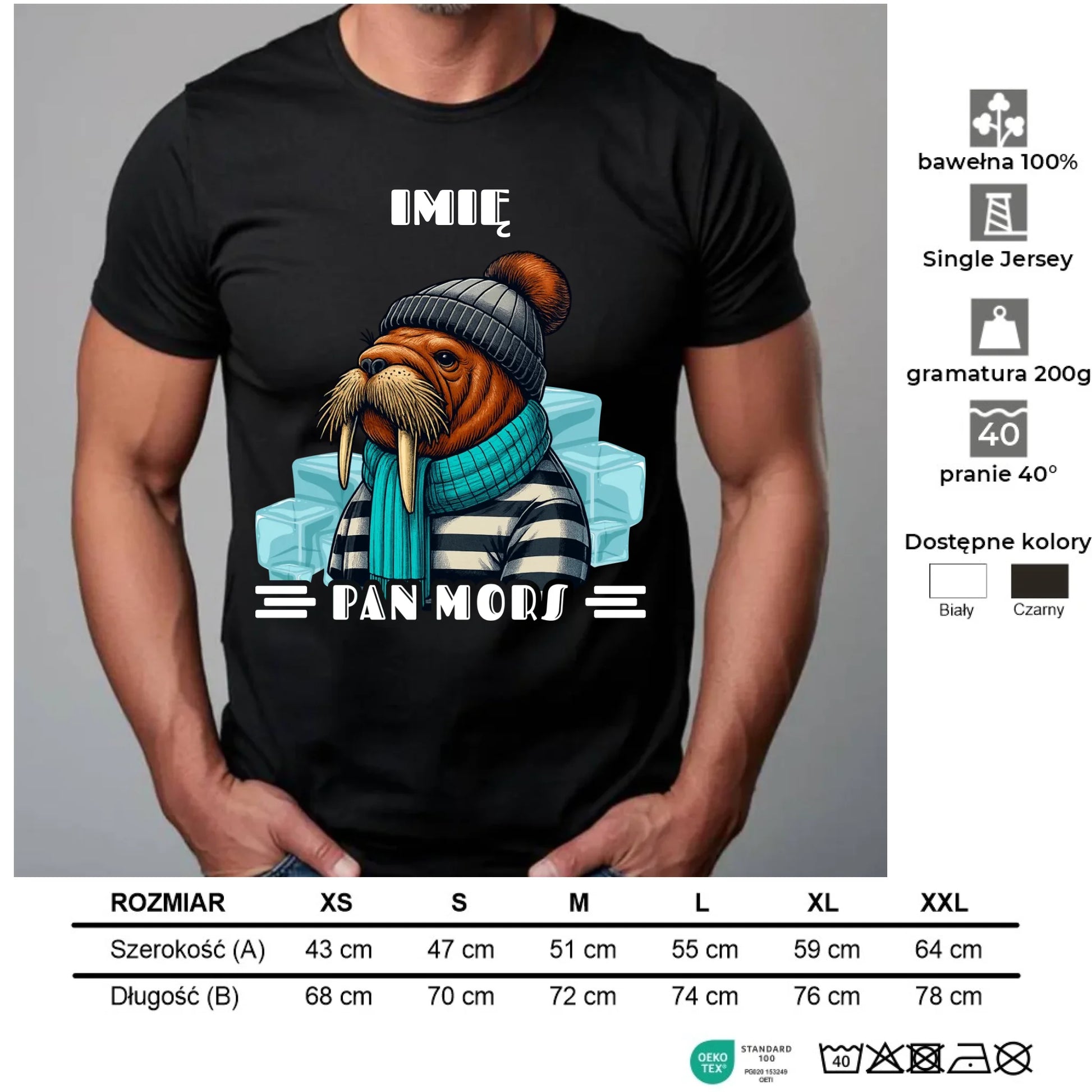 Koszulka męska - prezent dla morsa - Pan Mors - personalizowana HM15 - StoryCups.pl