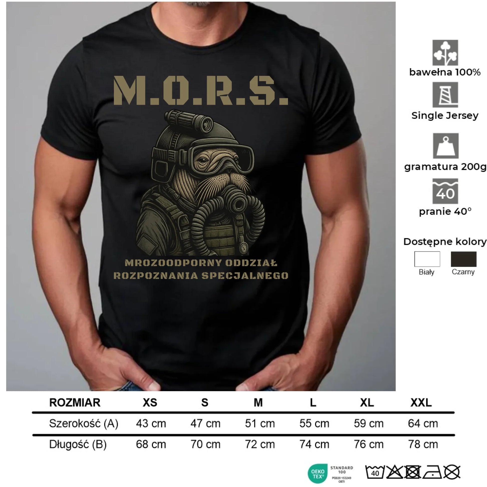 Koszulka męska - prezent dla morsa - M.O.R.S. Mrozoodporny Oddział Rozpoznania Specjalnego HM20 - StoryCups.pl