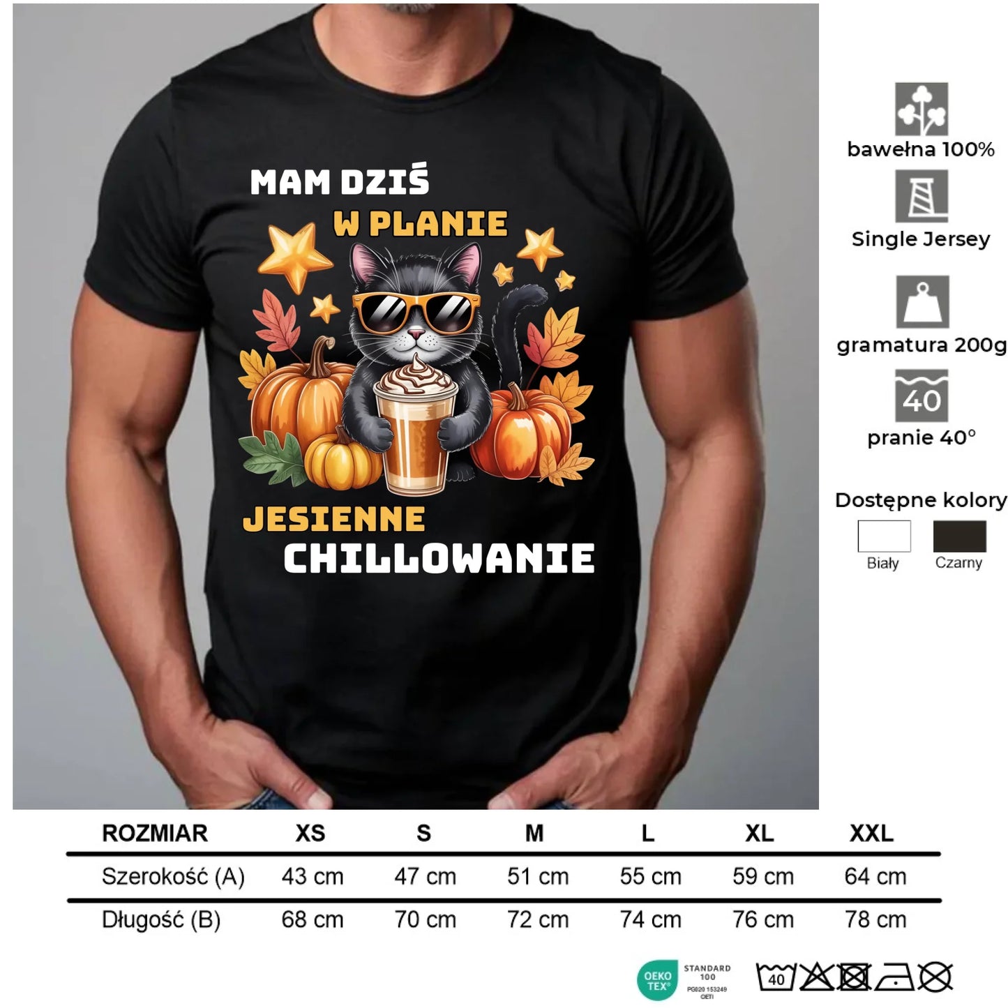 Koszulka męska jesienna - Mam dziś w planie jesienne chillowanie JS34 - StoryCups.pl