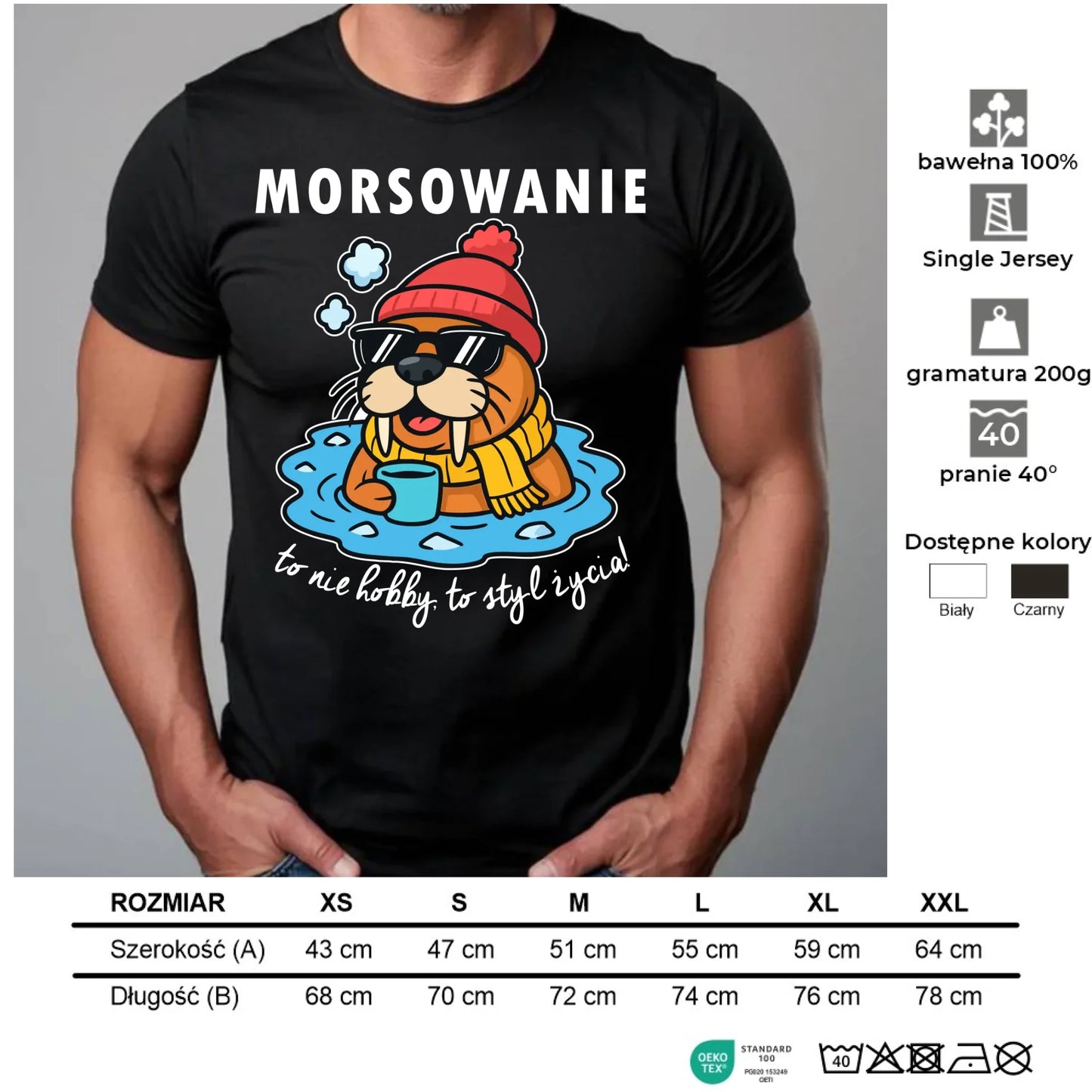 Koszulka męska - prezent dla morsa - Morsowanie to styl życia HM10 - StoryCups.pl