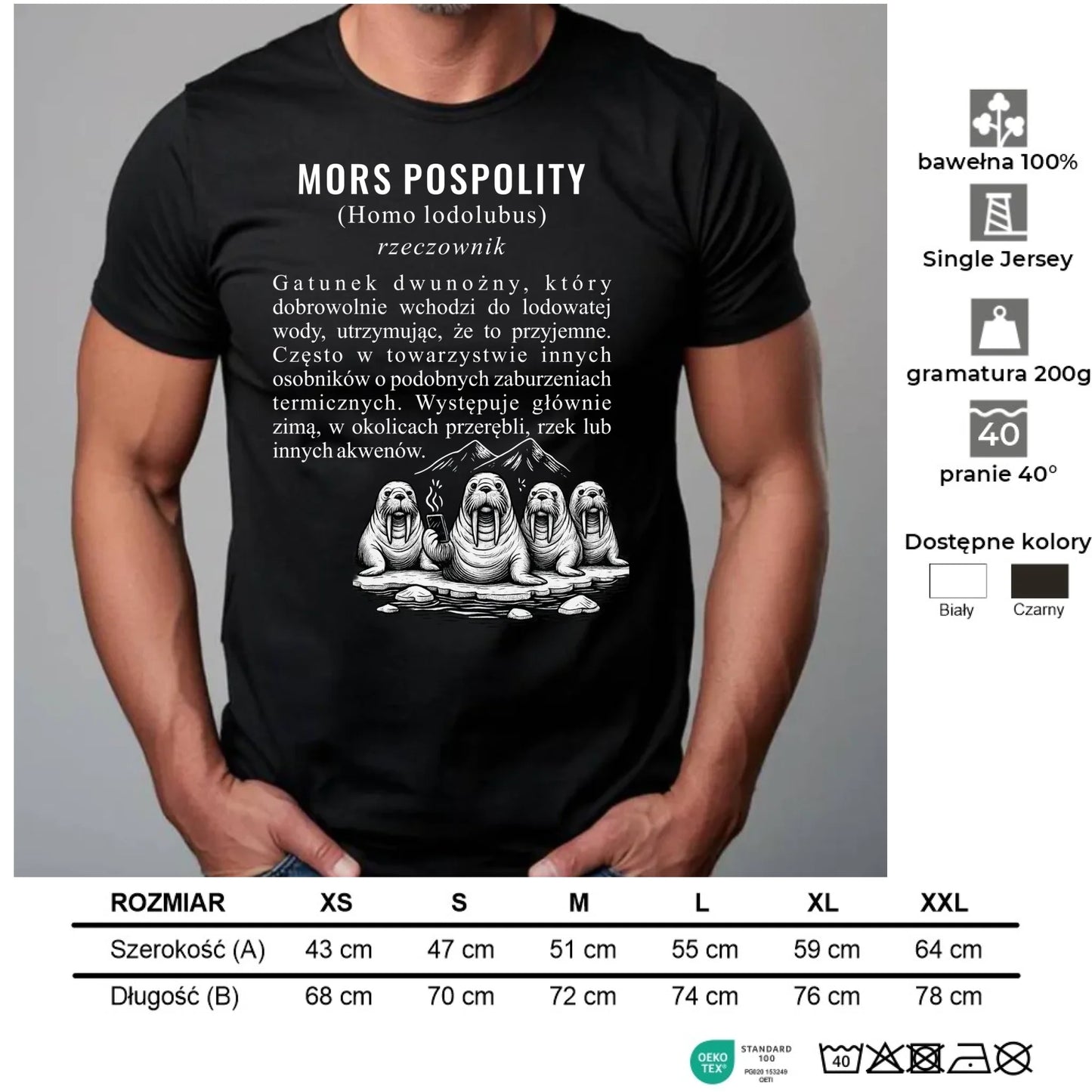 Koszulka męska - prezent dla morsa - Mors pospolity [Homo lodolubus] HM12 - StoryCups.pl
