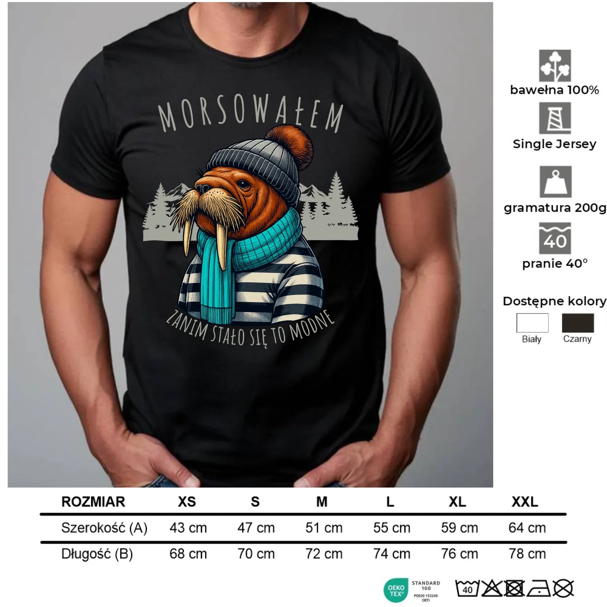 Koszulka męska - prezent dla morsa - Morsowałem zanim stało się to modne - Mors HM08 - StoryCups.pl